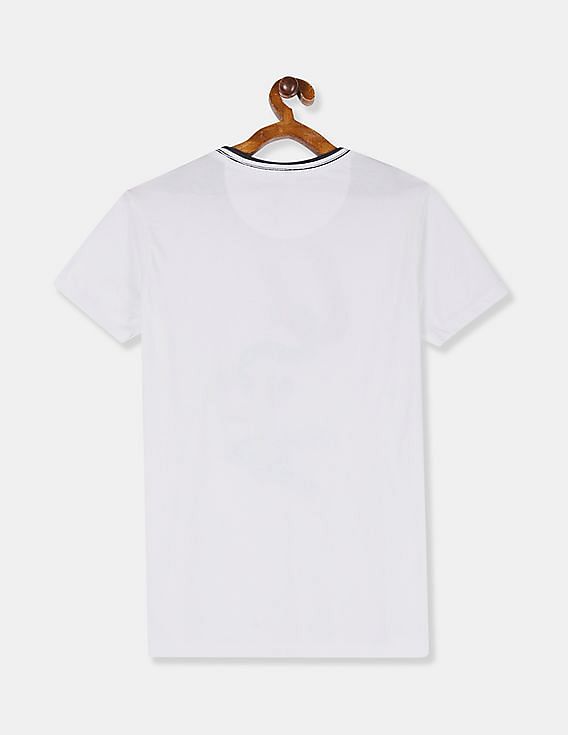 U.S. Polo Assn. Kids Boys White Brand Print Crew Neck T-Shirt