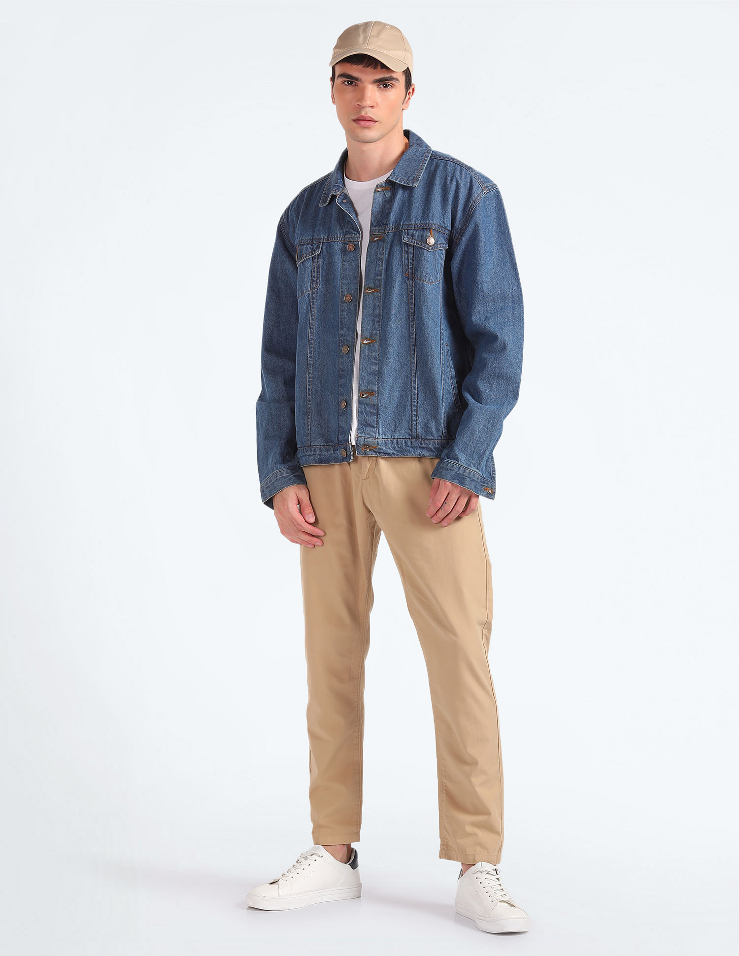 Flying Machine Elasticised Waist Solid Trousers