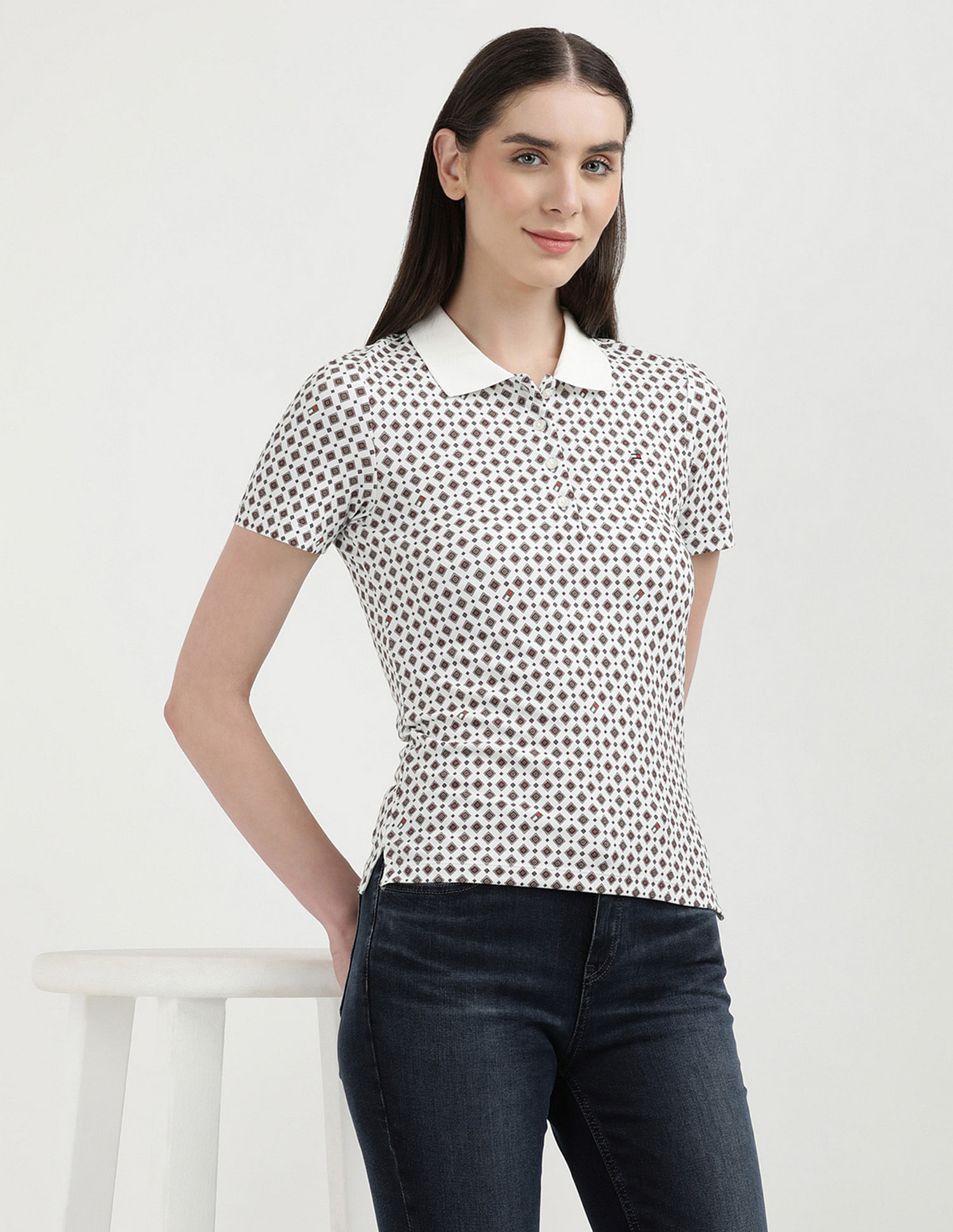 Tommy Hilfiger Slim Fit Geometric Printed Polo Shirt