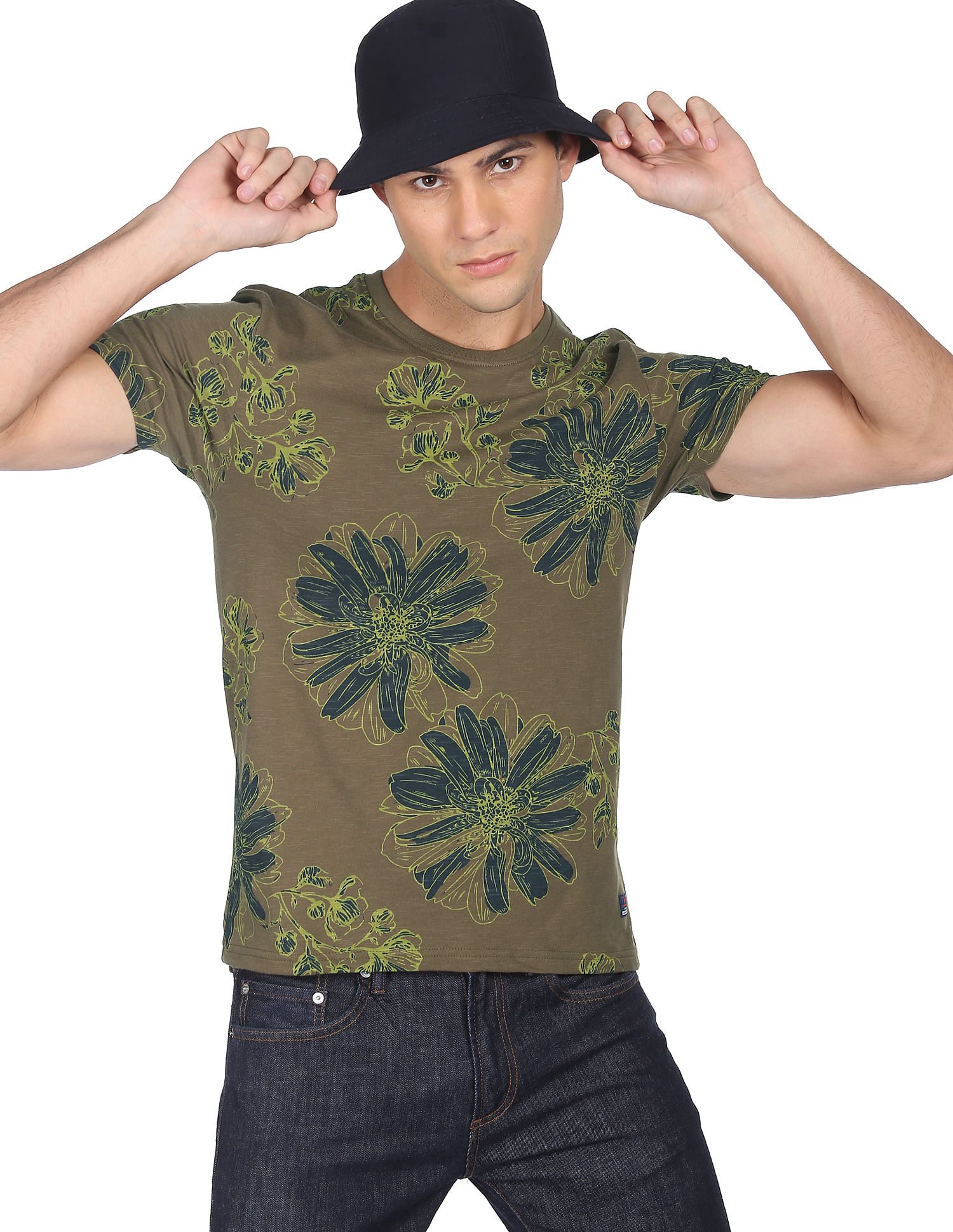 Flying Machine Cotton Tropical Print T-Shirt