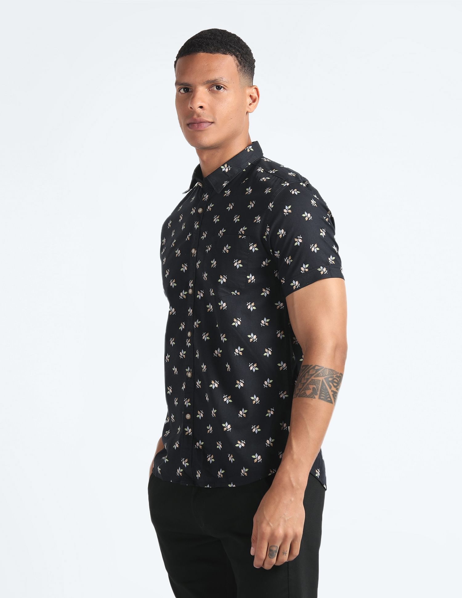 Flying Machine Floral Print Cotton Shirt