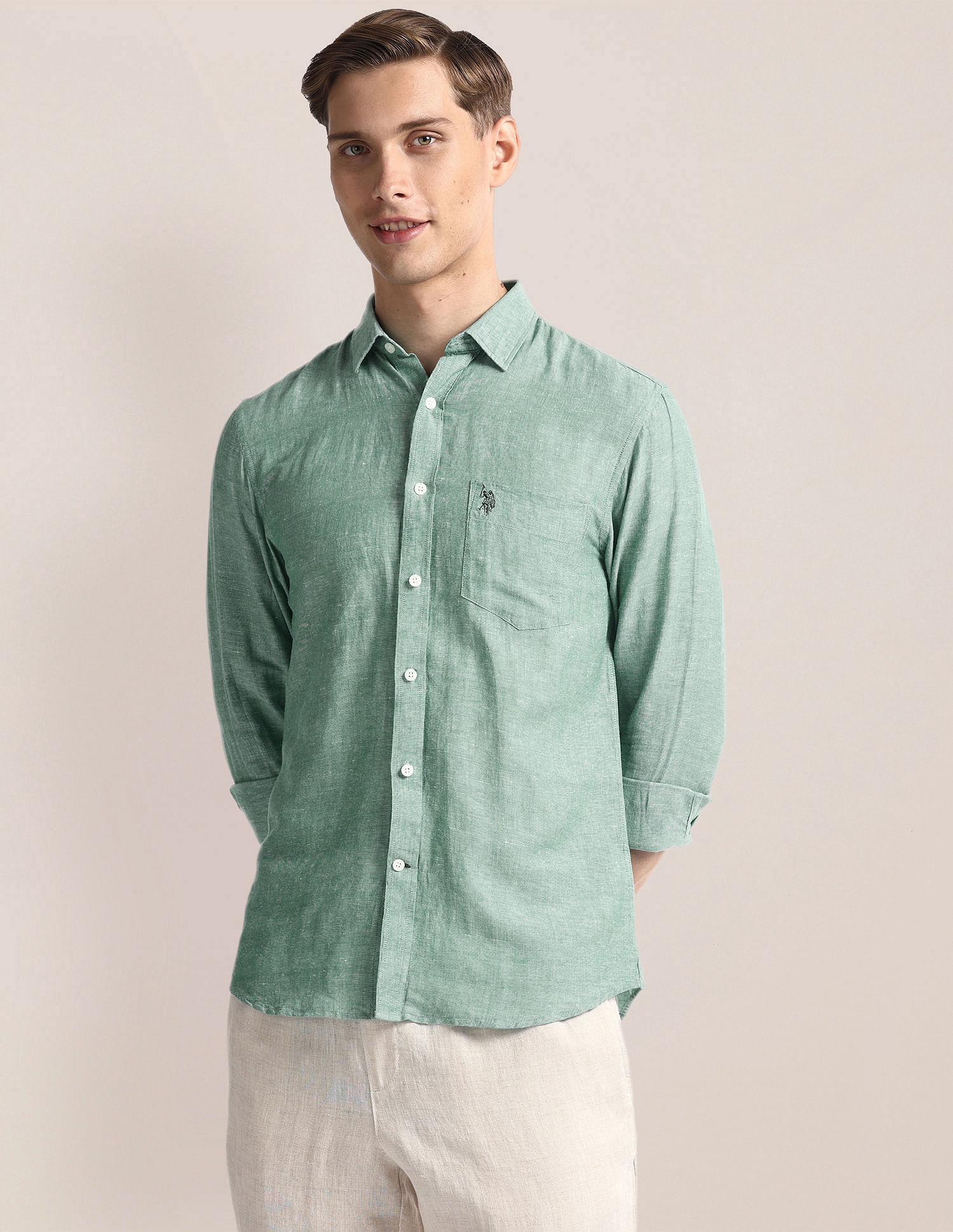 U.S. Polo Assn. Tailored Fit Linen Blend Shirt