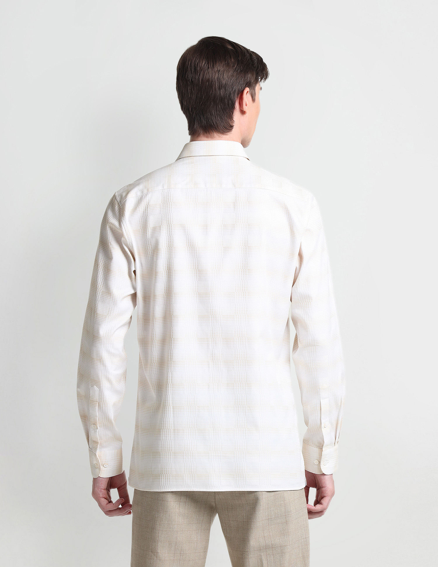 Arrow Patterned Dobby Cotton Shirt