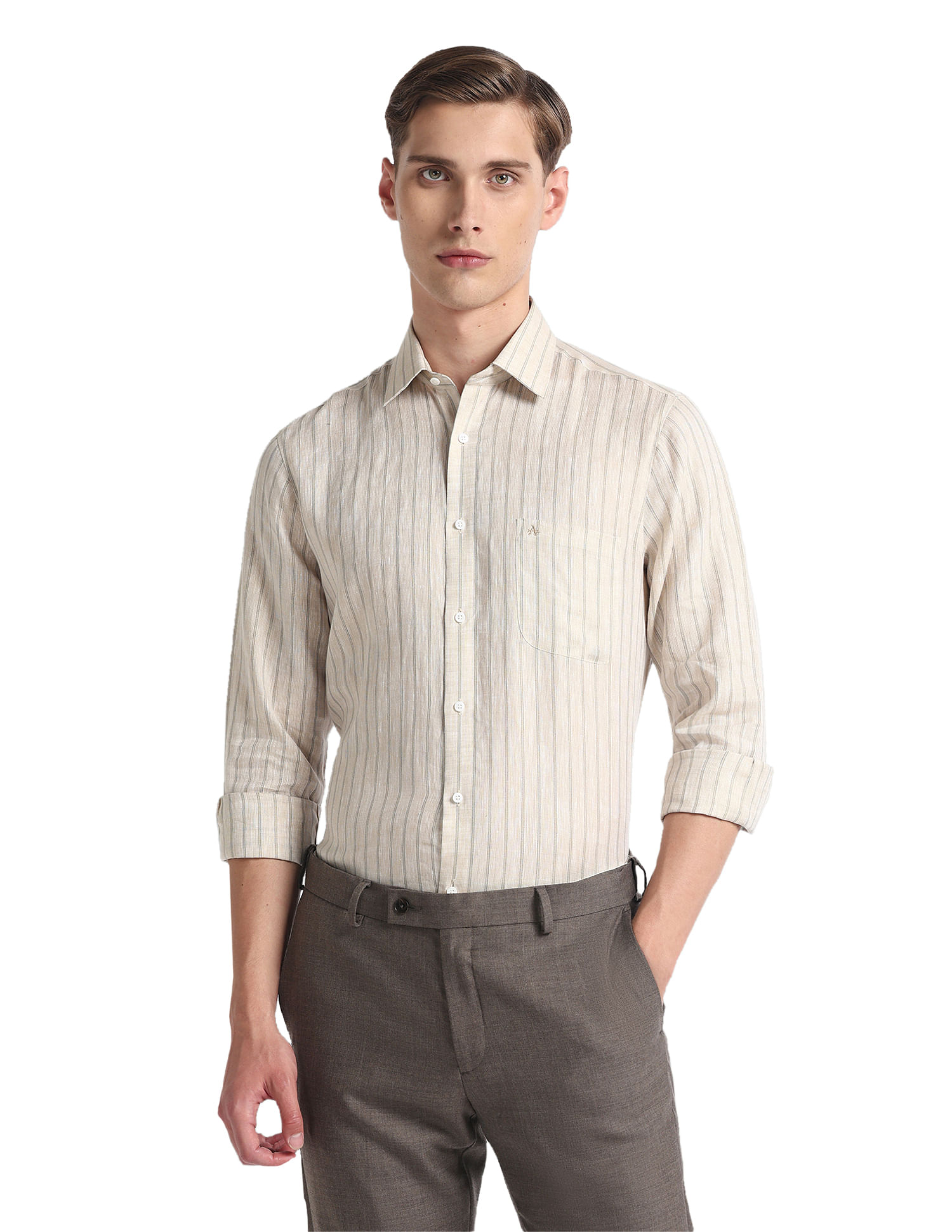 Arrow Manhattan Slim Fit Linen Shirt