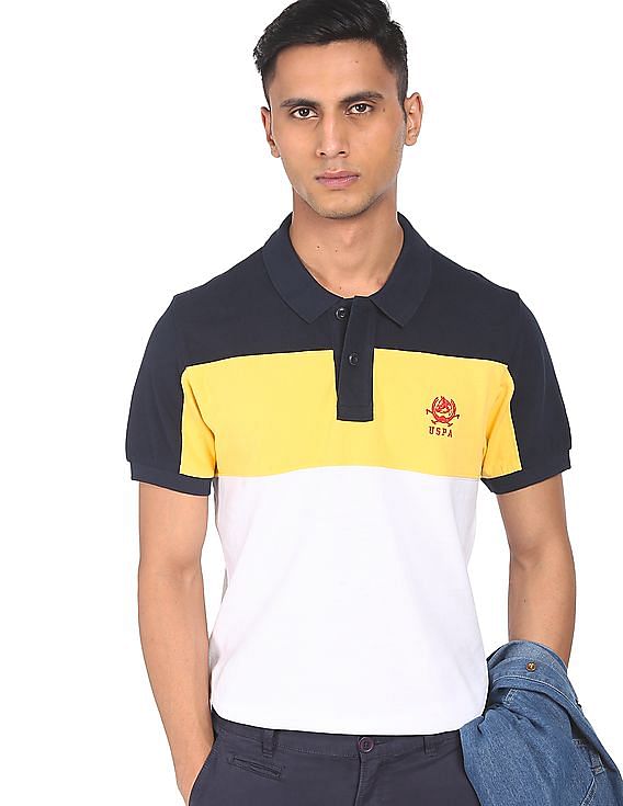 U.S. Polo Assn. Cotton Colour Block Polo Shirt