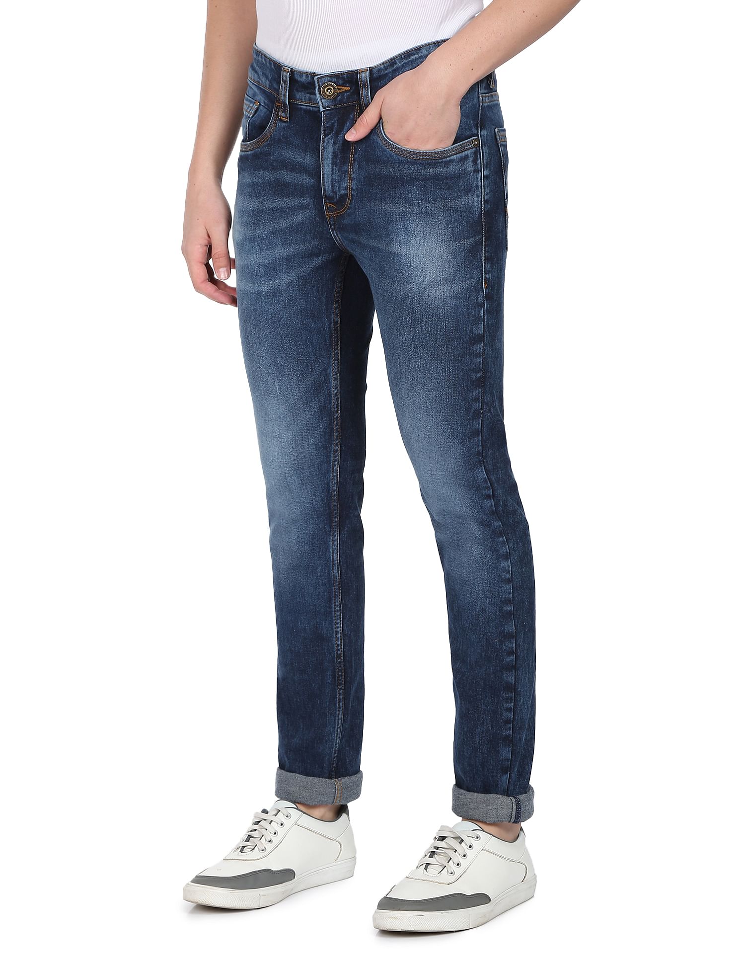AD by Arvind Stone Wash Skinny Fit Stretch Jeans