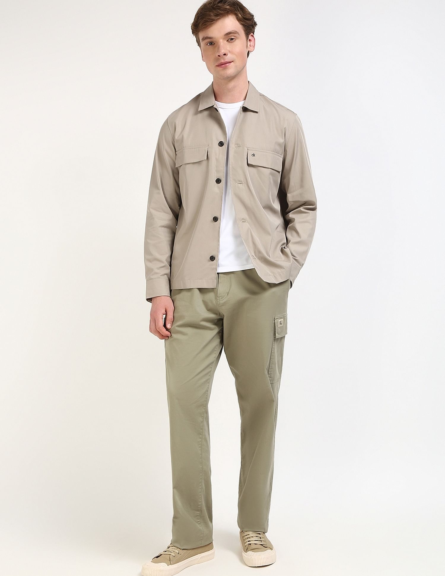Calvin Klein Jeans Solid Boxy-Fit Twill Woven Shirt