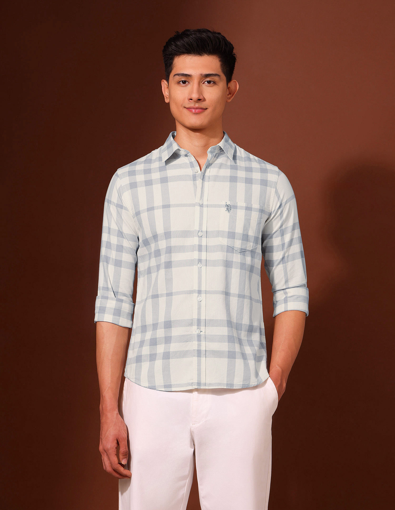 U.S. Polo Assn. Grid Tattersall Checked Pure Cotton Shirt