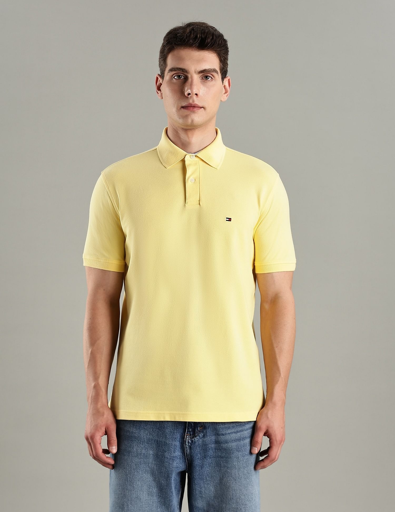 Tommy Hilfiger Solid Regular-Fit Cotton Polo T-Shirt