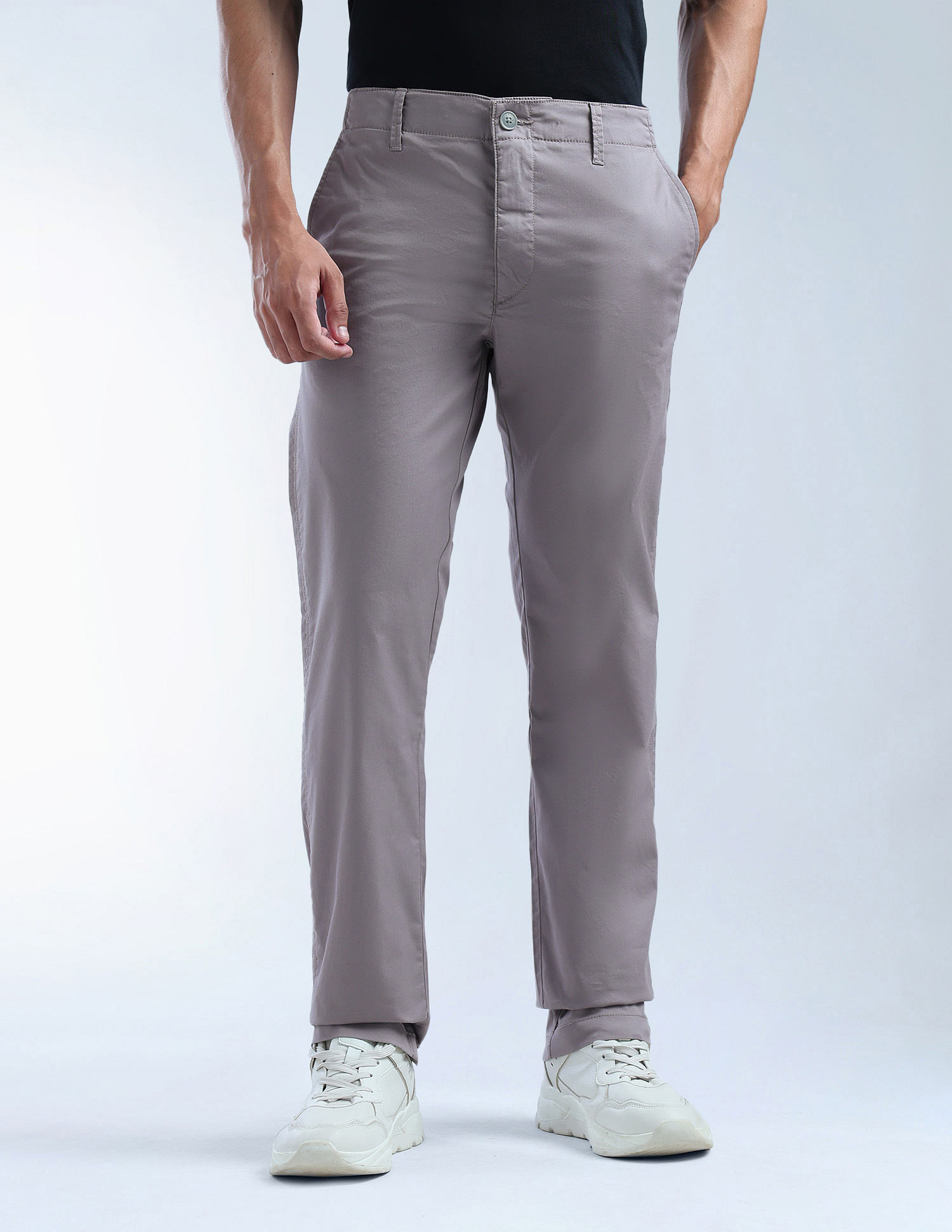 Flying Machine F-Jango Straight Fit Solid Twill Trousers