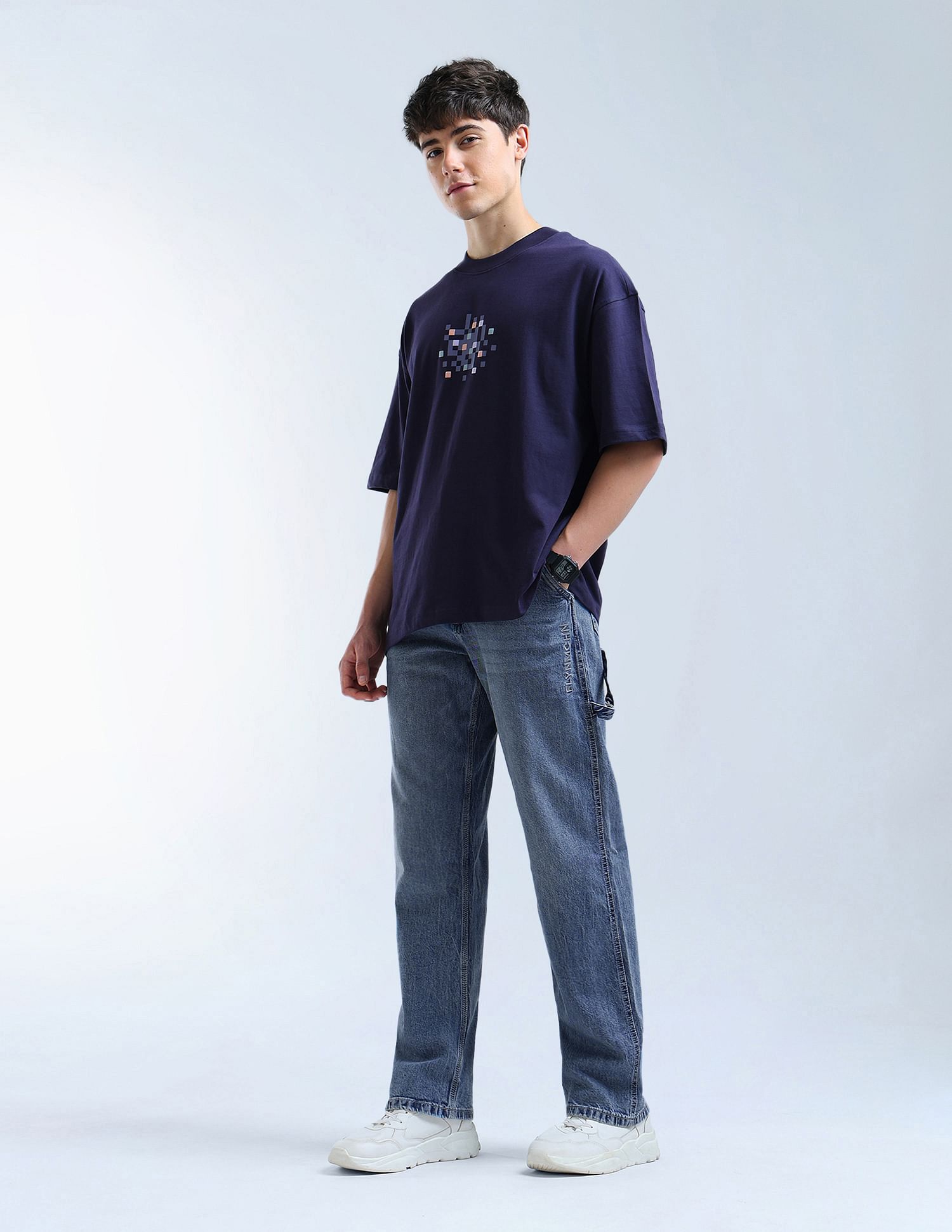 Flying Machine Cobain Loose Fit Whiskered Jeans