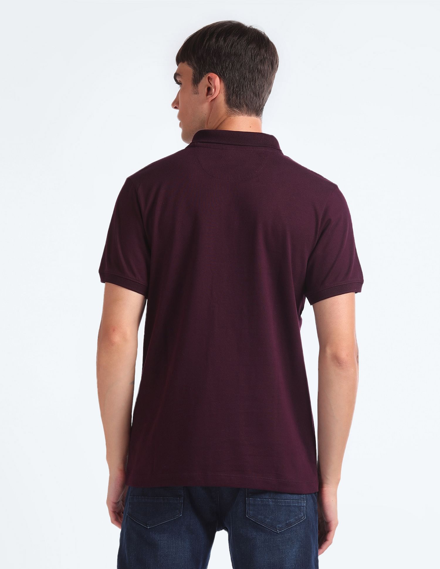 Flying Machine Relaxed Solid Cotton Polo Shirt
