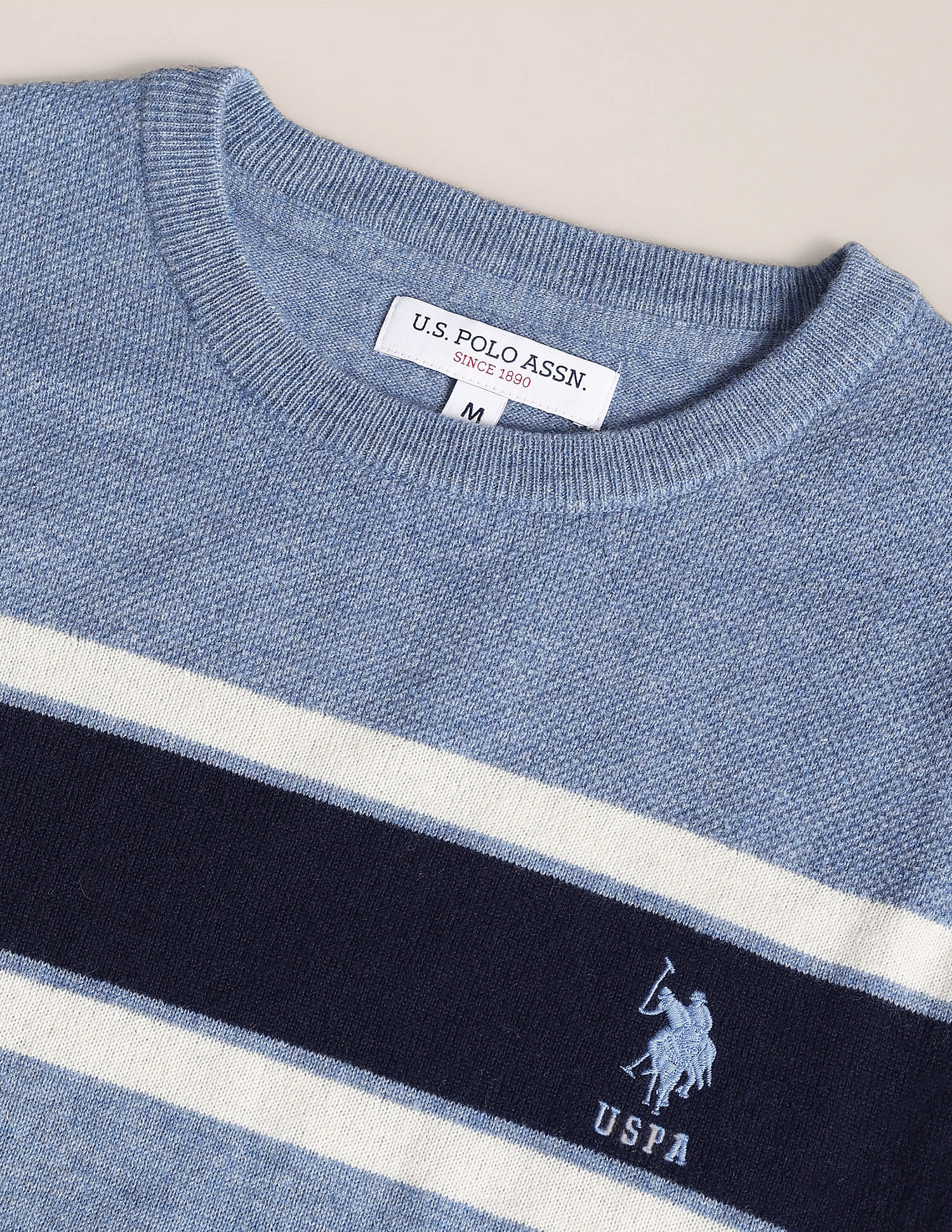 U.S. Polo Assn. Crew Neck Horizontal Stripe Sweater