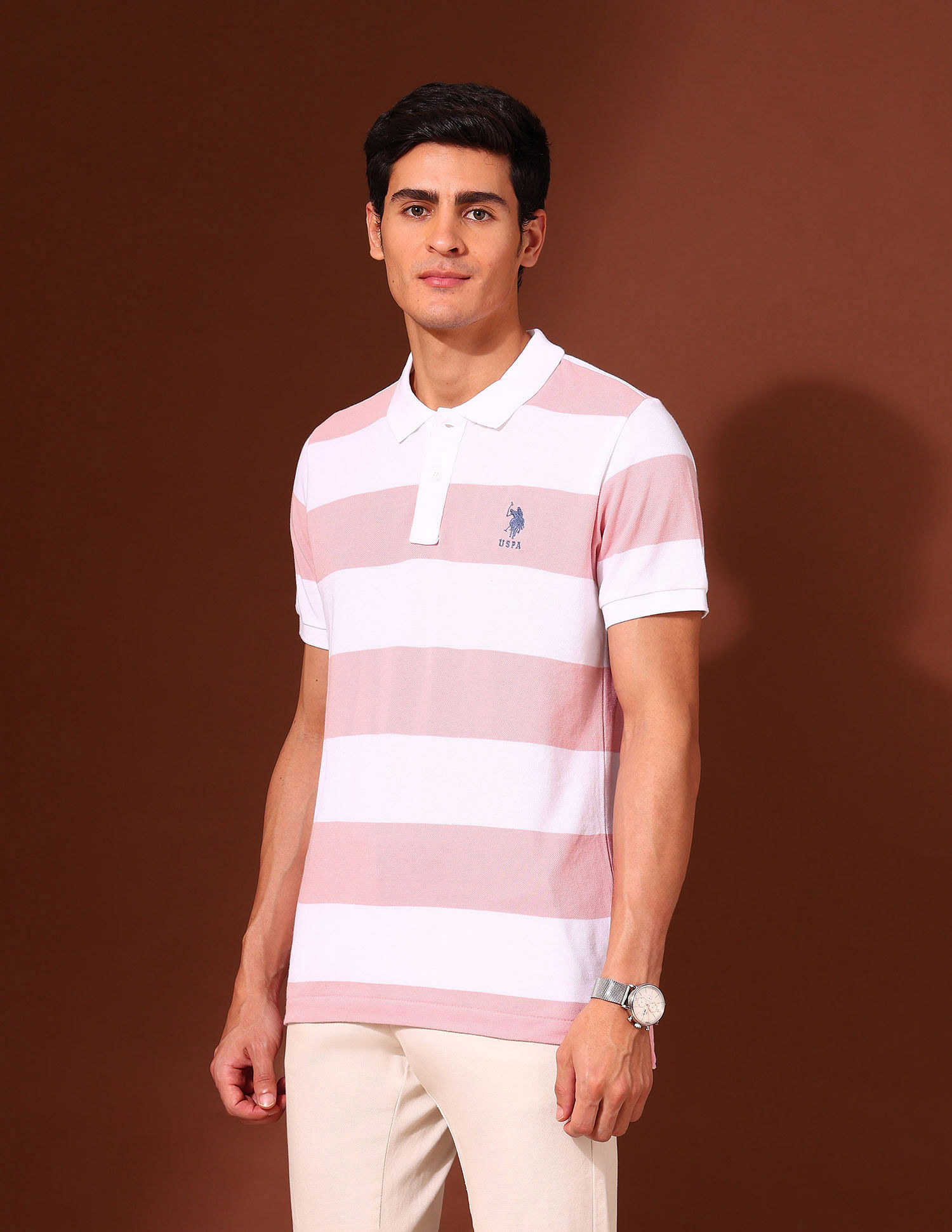 U.S. Polo Assn. Horizontal Striped Working Holiday Polo Shirt