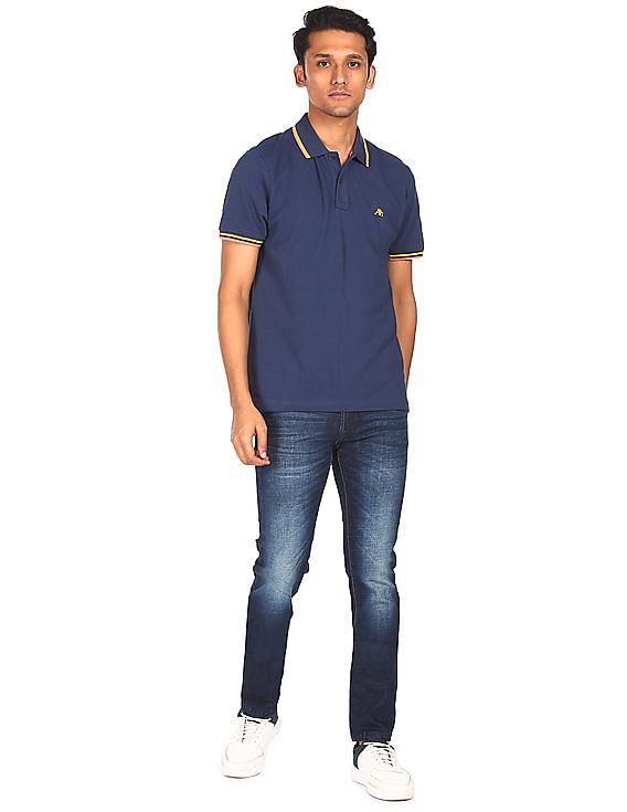 Aeropostale Men Dark Blue Skinny Fit Stone Wash Jeans