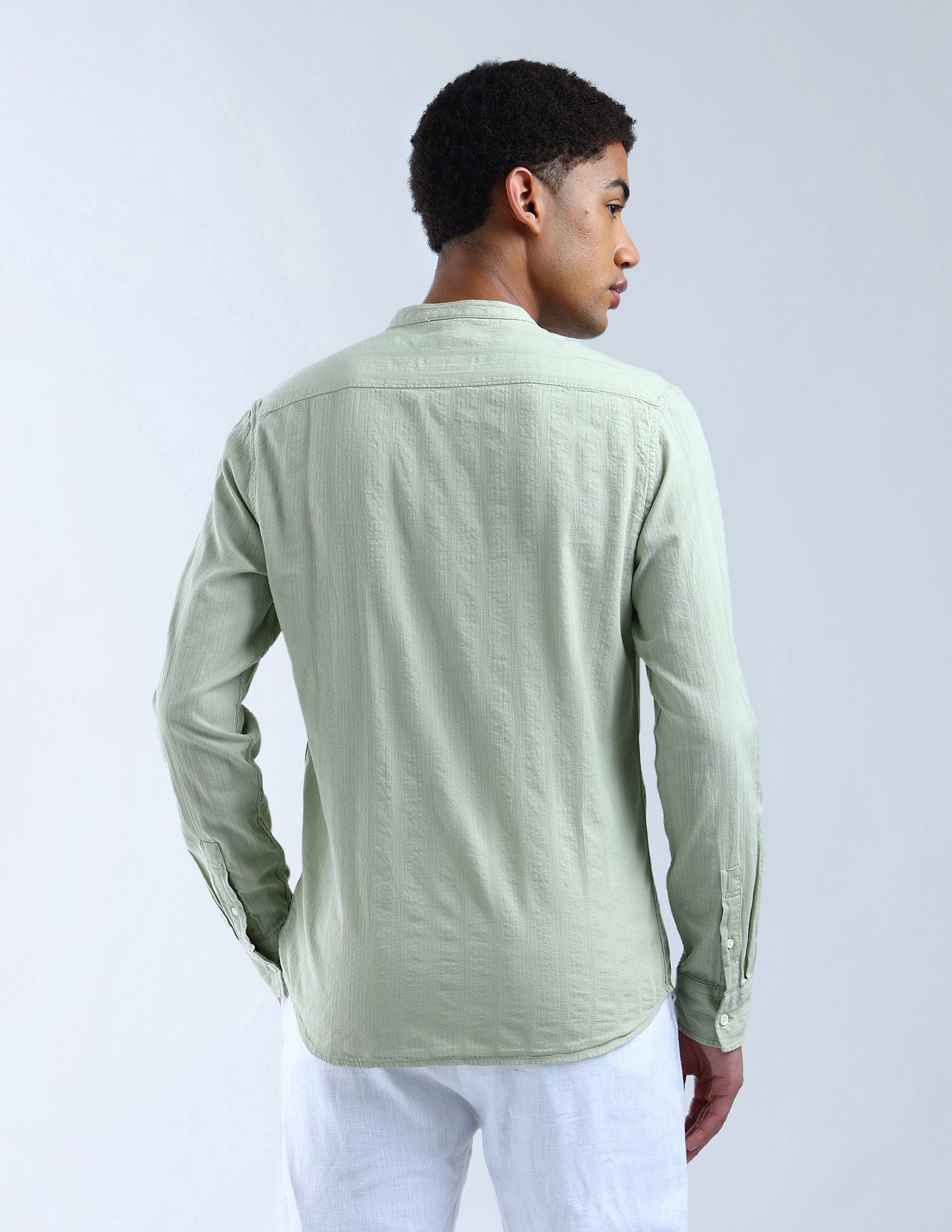 Flying Machine Slim Fit Textured Color Of Home Shirt