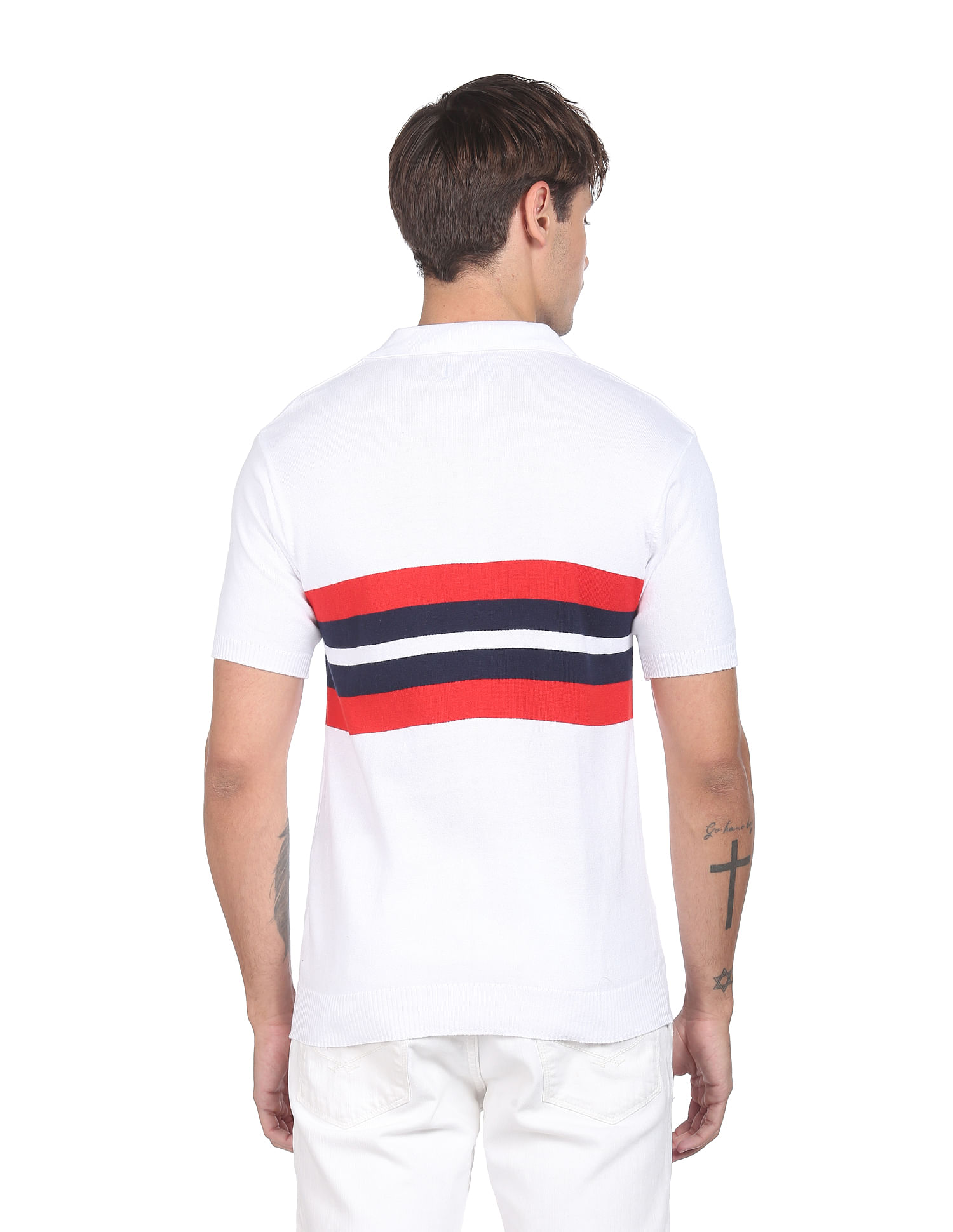 Flying Machine Horizontal Stripe Cotton Polo Shirt