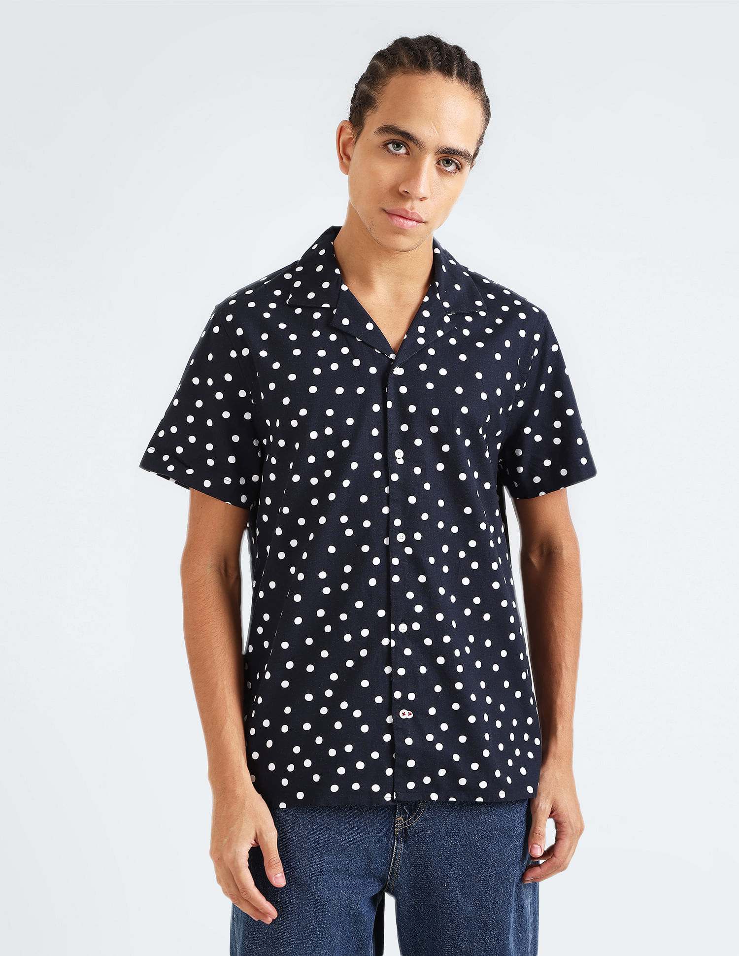 Tommy Hilfiger Cuban Collar Polka Dot Shirt