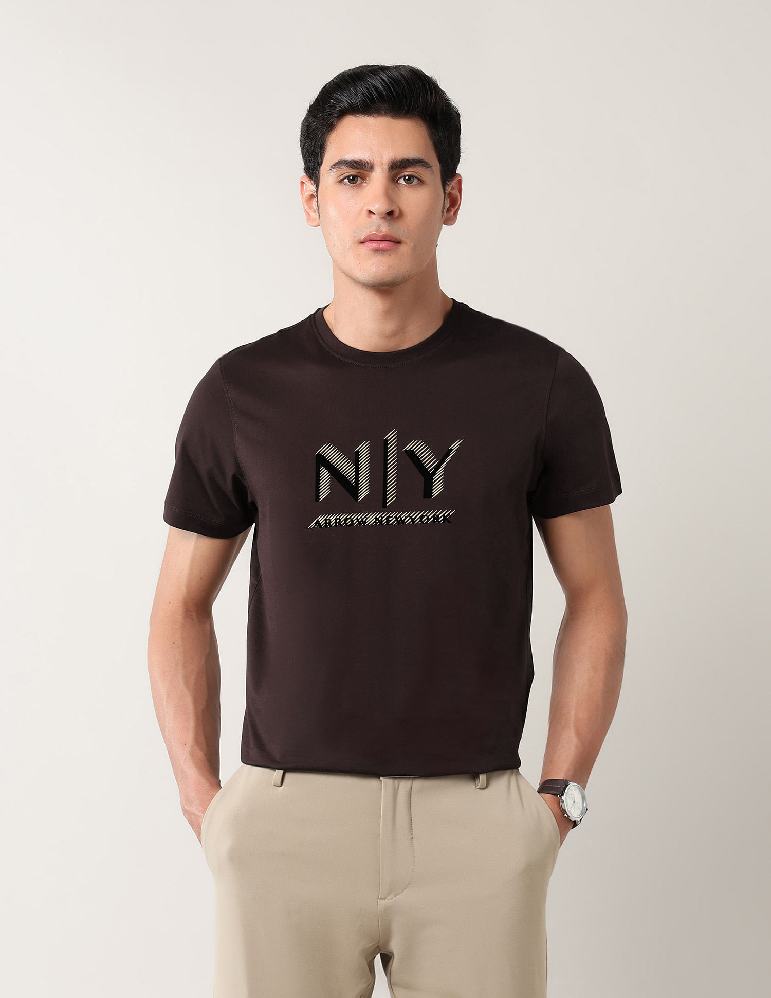 Arrow Newyork Brand Printed Night Is Young T-Shirt