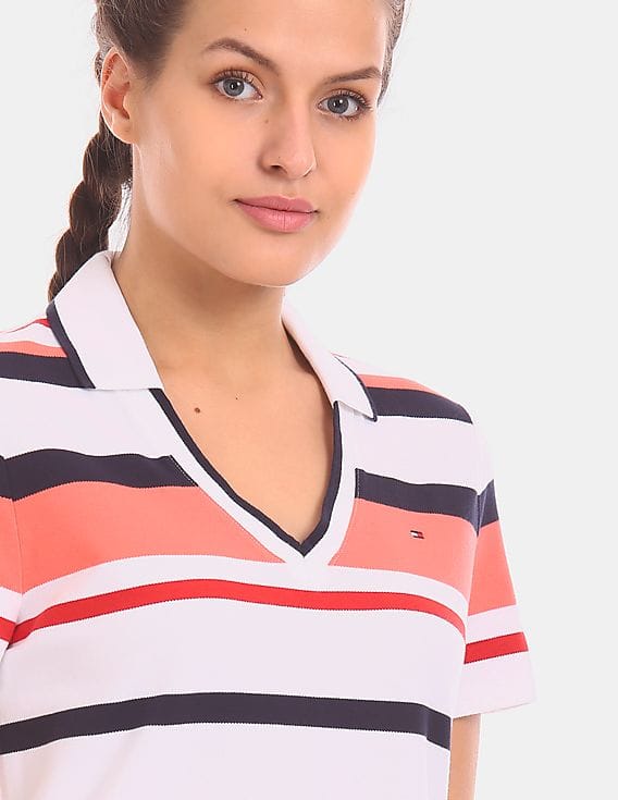 Buy Tommy Hilfiger Women Multi Colour Split V-Neck Polo Dress