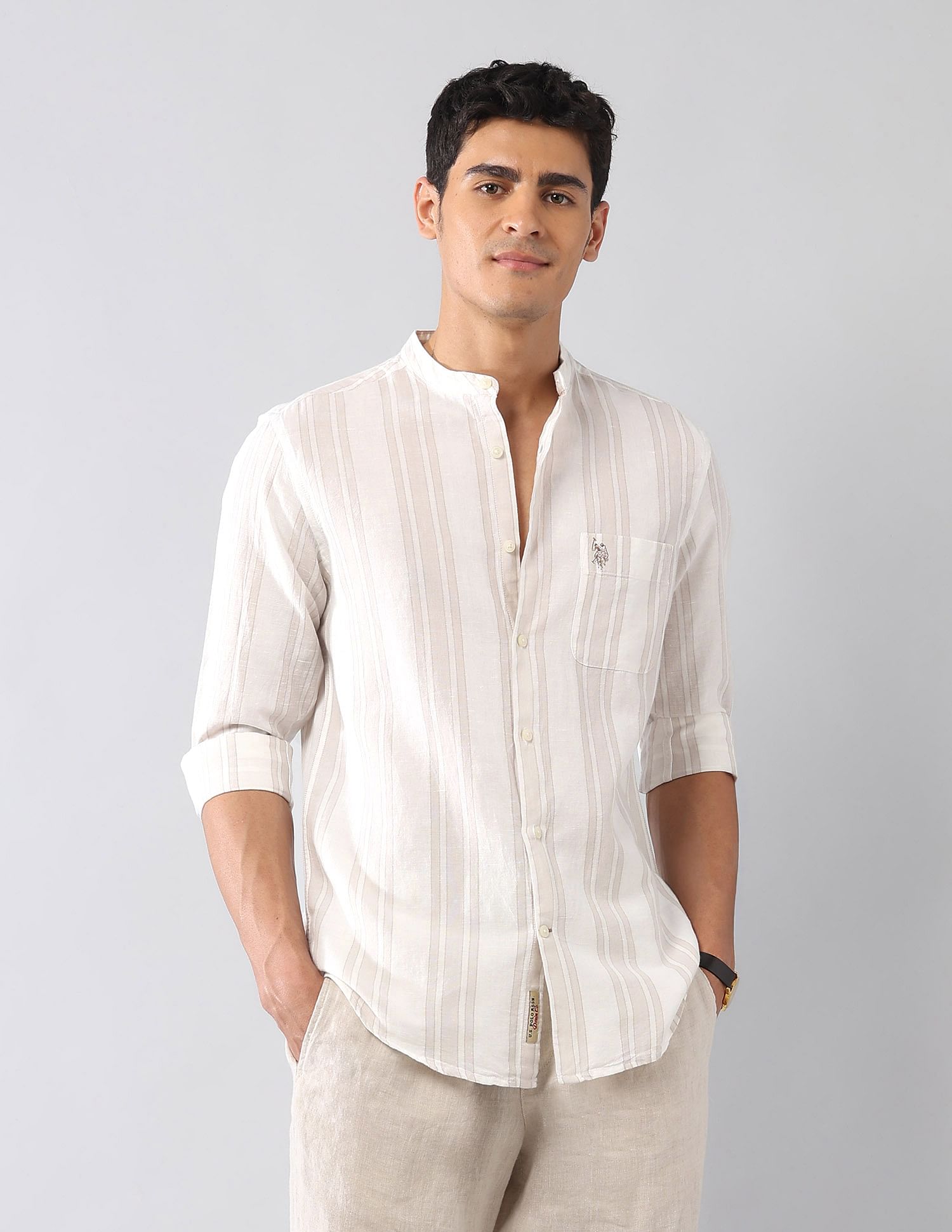U.S. Polo Assn. Denim Co. Vertical Striped Poplin Regular Fit Shirt