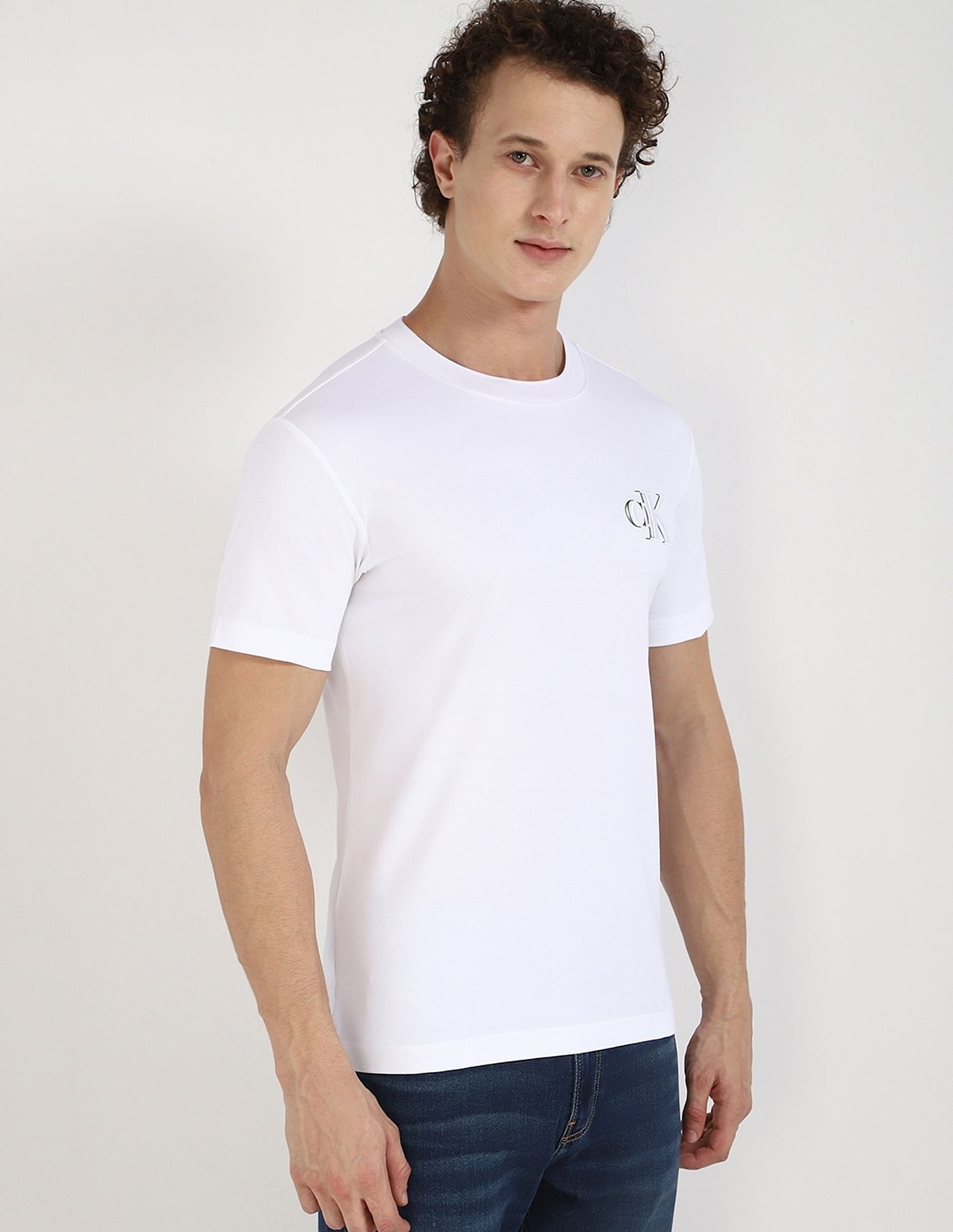 Calvin Klein Jeans Embroidered Logo Slim-Fit Cotton T Shirt