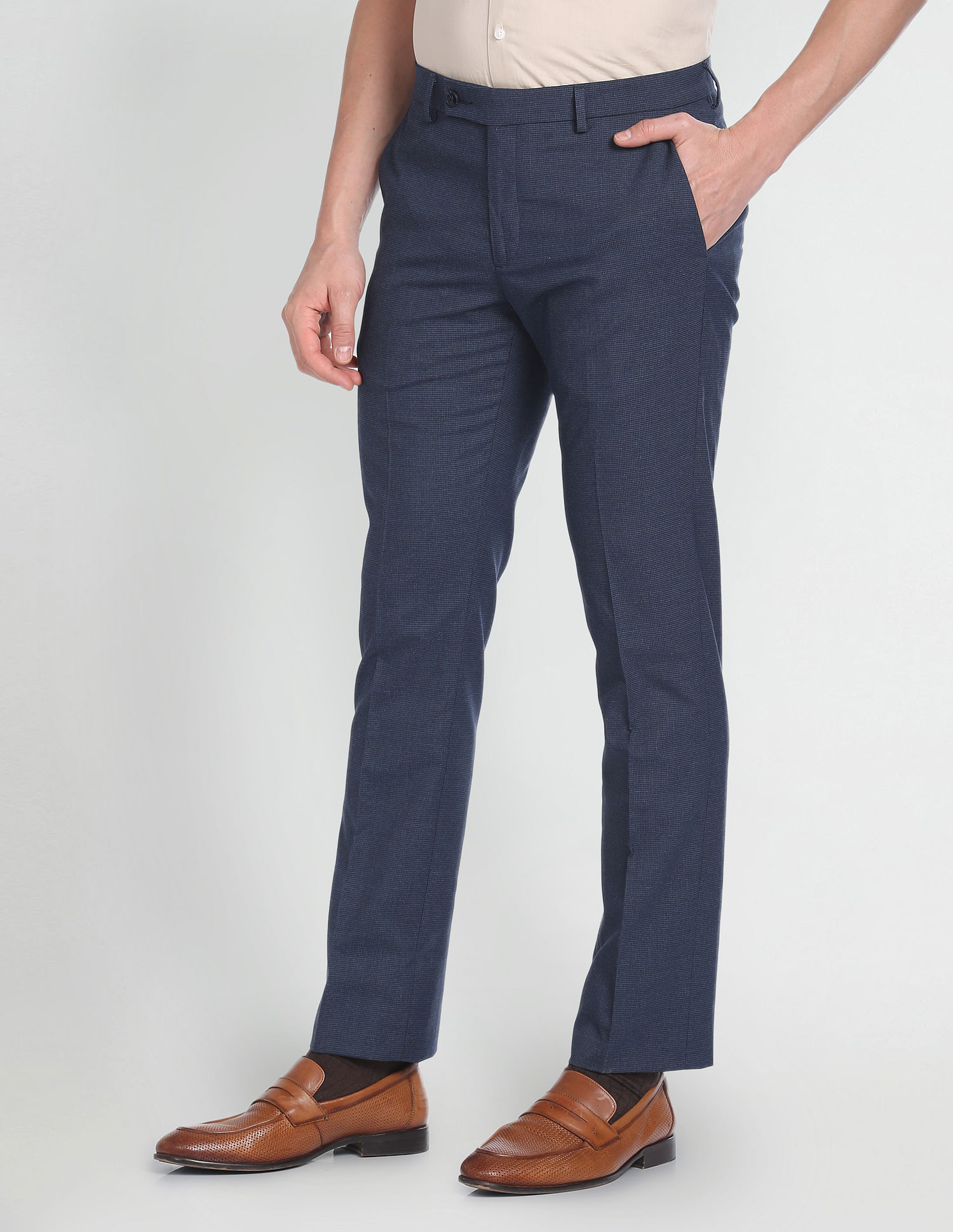 Arrow Patterned Weave Smart Flex Trousers