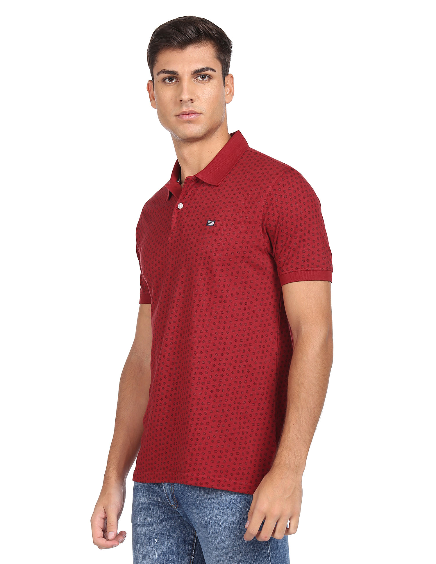 Arrow Sports Geometric Print Cotton Polo Shirt