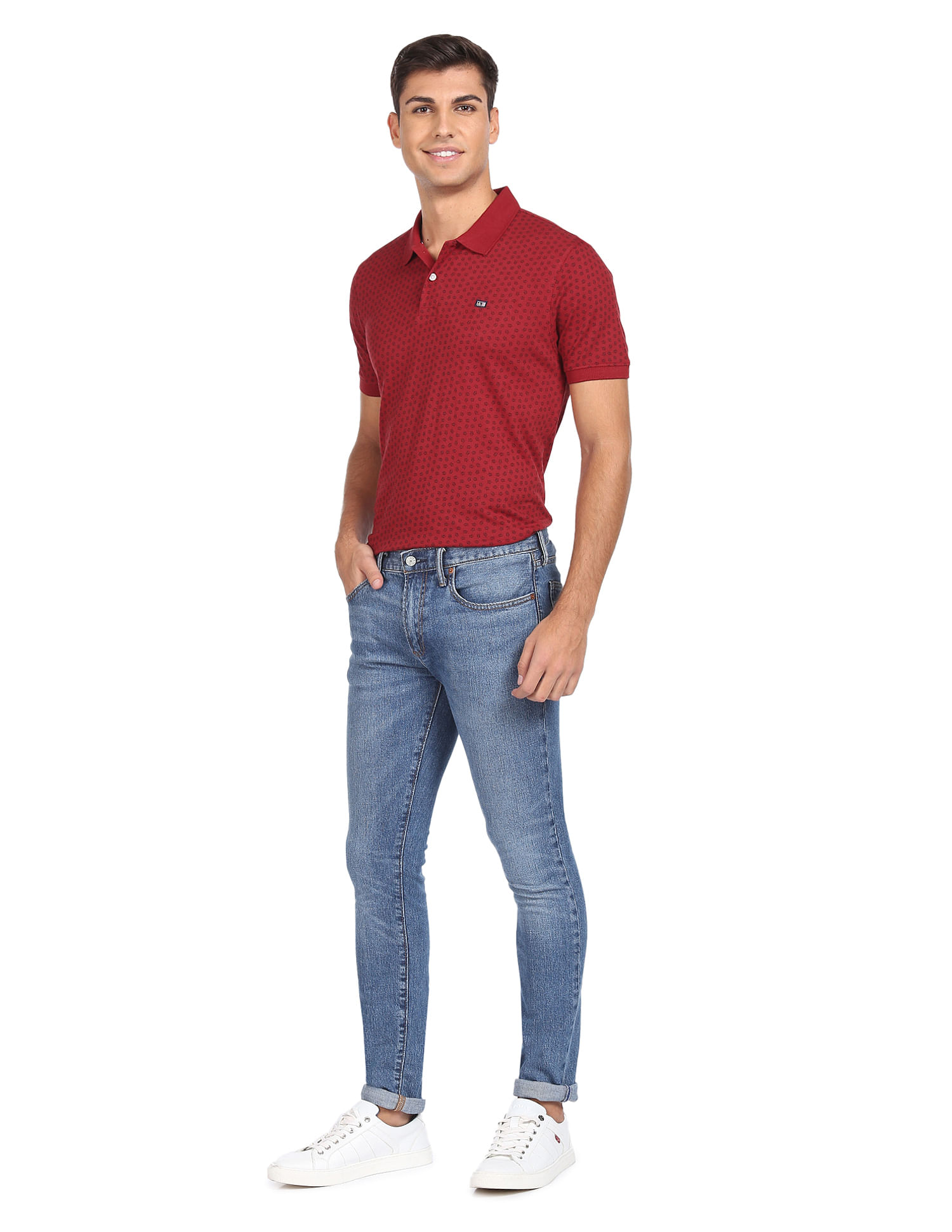 Arrow Sports Geometric Print Cotton Polo Shirt