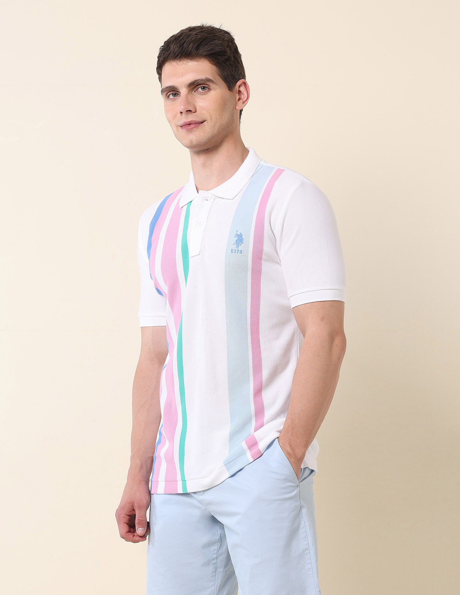 U.S. Polo Assn. Vertical Striped Summer Splash Polo Shirt