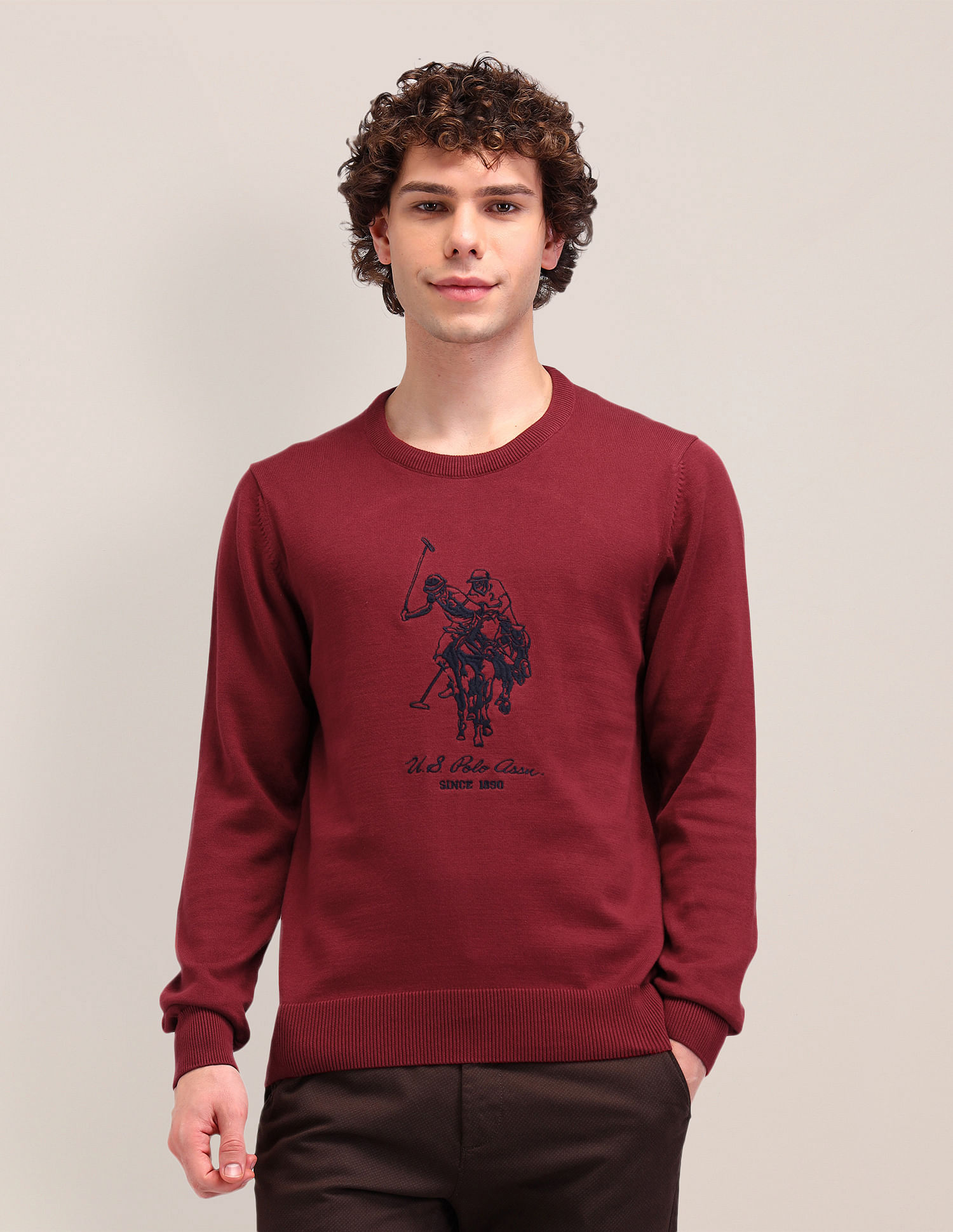 U.S. Polo Assn. Logo Knitted Cotton Sweater
