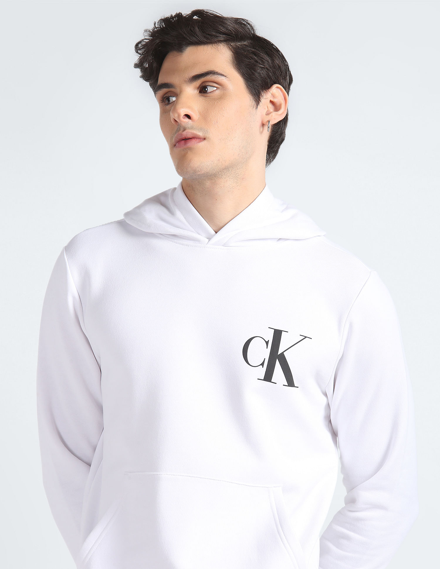 Buy Calvin Klein Women White Hooded Solid Sweatshirt - NNNOW.com