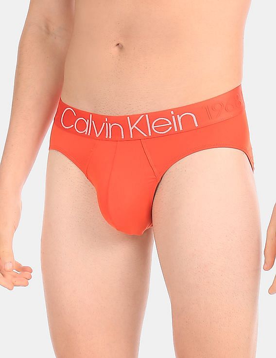 Calvin Klein Underwear Men Orange Elasticized Waist Solid Hip Briefs