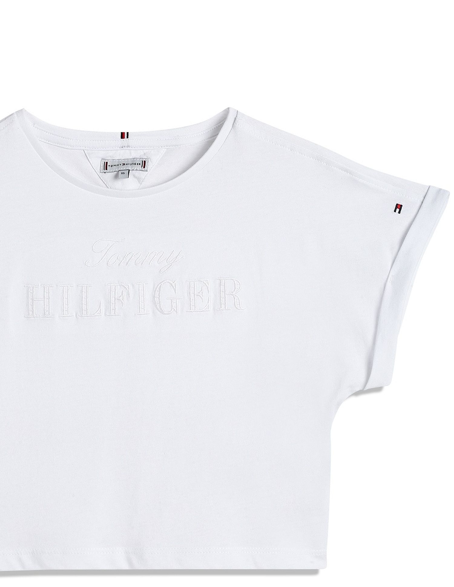 Tommy Hilfiger Kids Girls Logo Relaxed-Fit Cotton T-Shirt