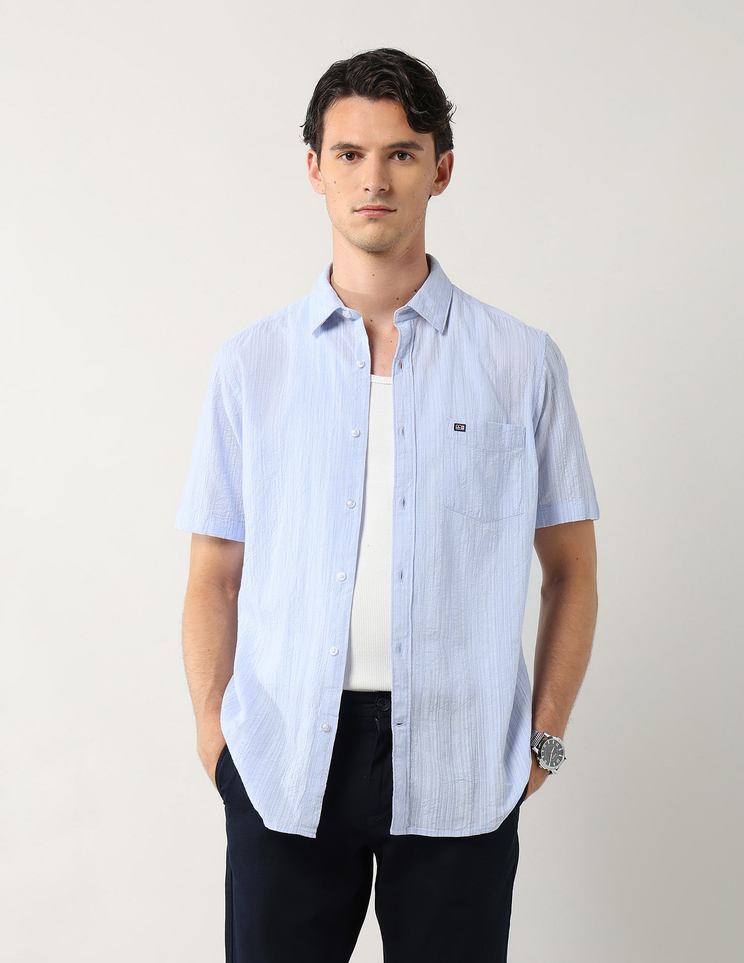Arrow Sport Vertical Striped Pure Cotton Shirt