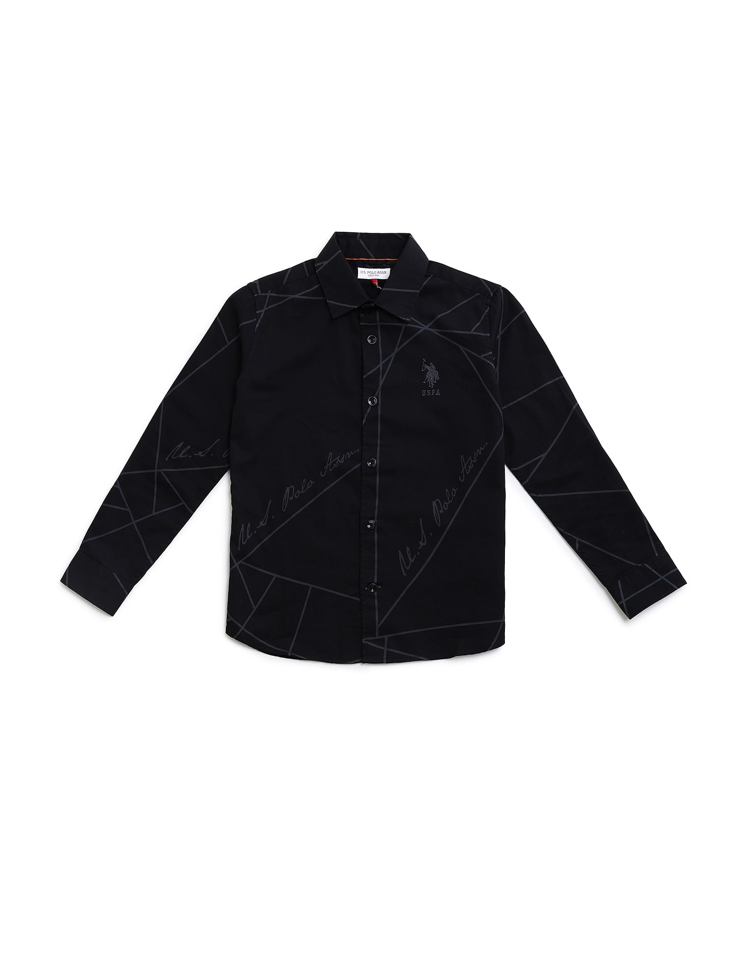 U.S. Polo Assn. Kids Boys Regular Fit Geometric Printed Shirt