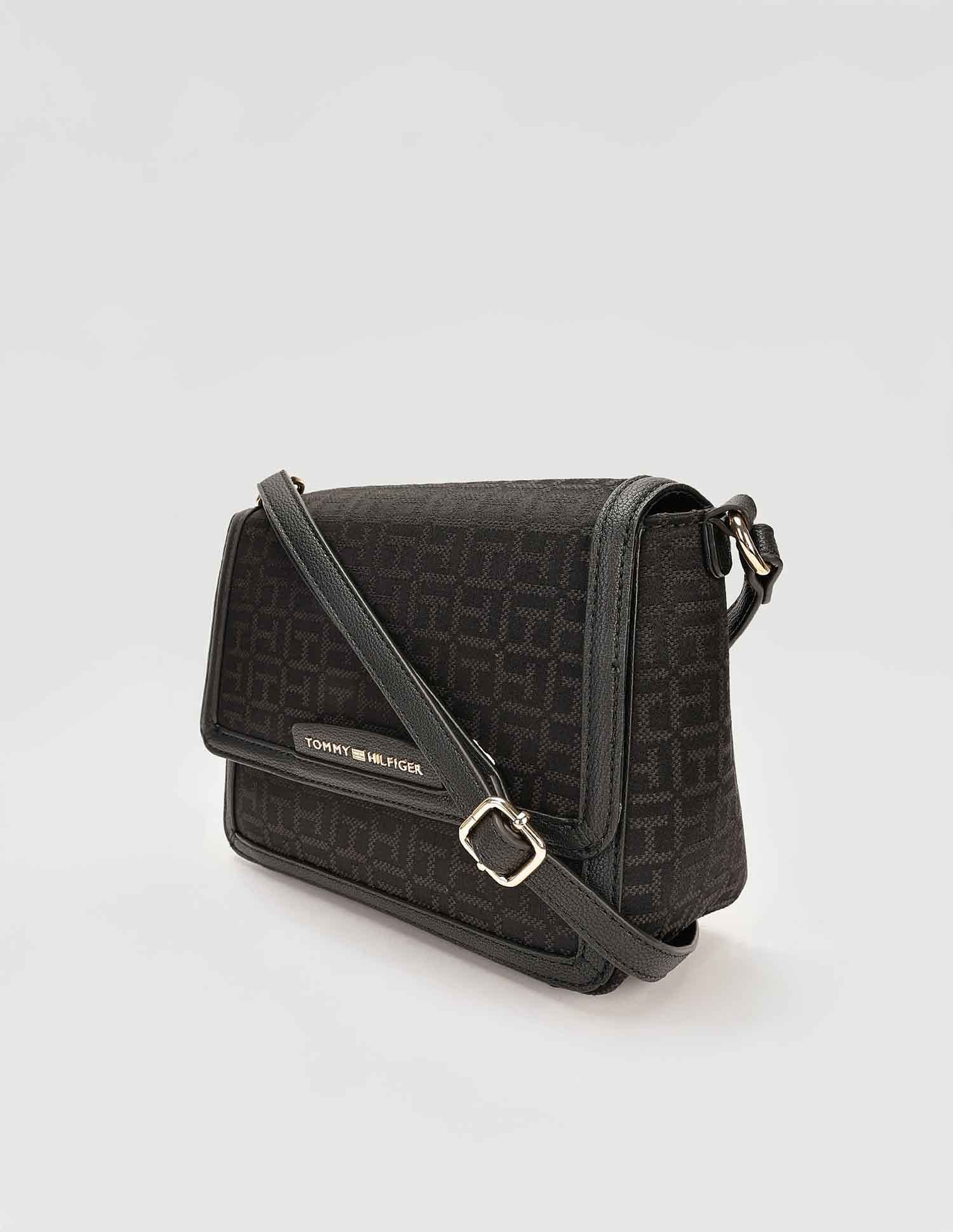 Tommy Hilfiger Printed Black Polyester Sling Bags