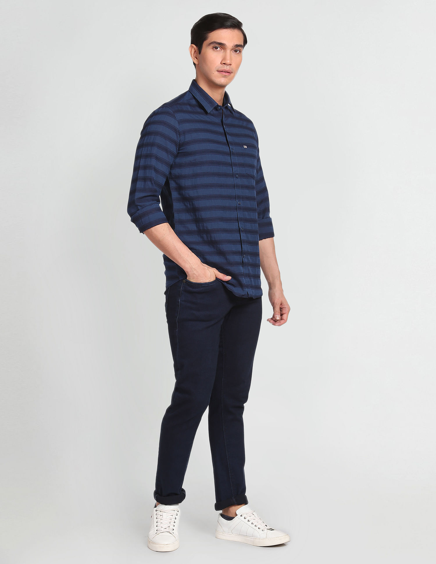 Arrow Sports Horizontal Stripe Cotton Casual Shirt