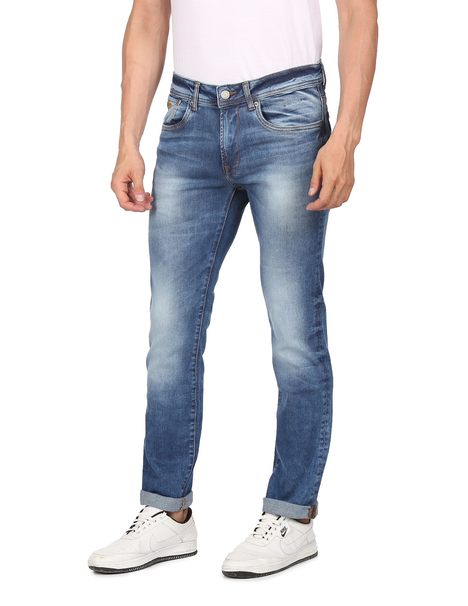 Aeropostale Men Blue Mid Rise Tapered Fit Jeans