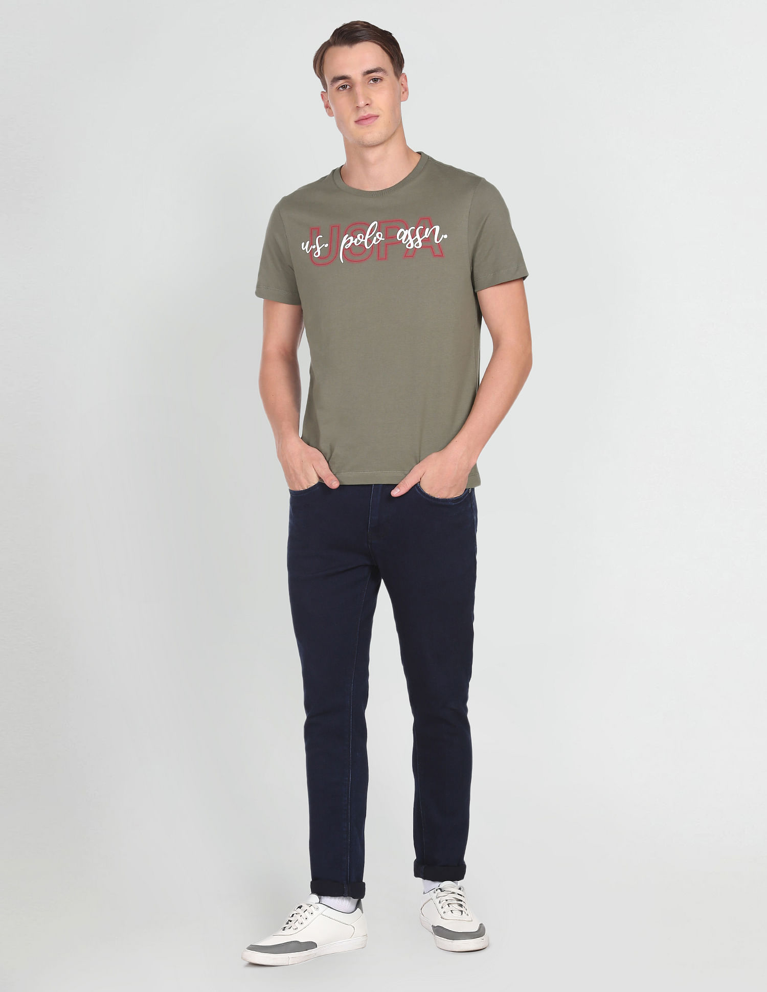 U.S. Polo Assn. Denim Co. Crew Neck Brand Print Cotton T-Shirt