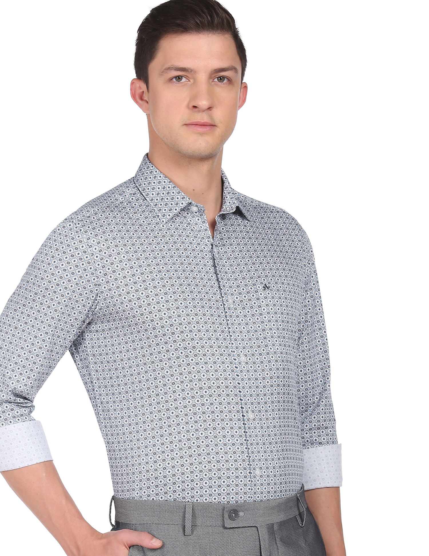 Arrow Manhattan Slim Fit Geometric Print Shirt