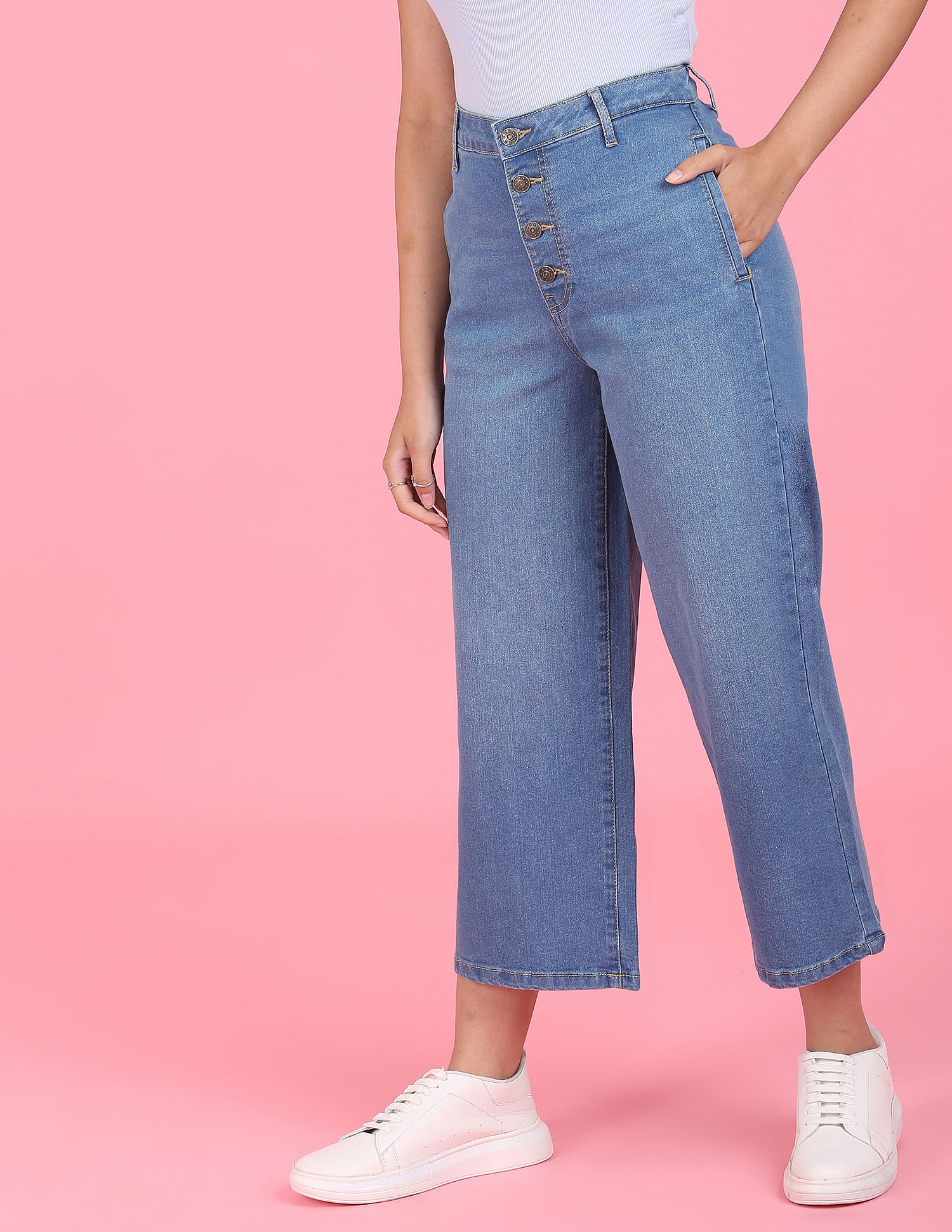 Off Duty jeanswomenwesternwear  Buy Off Duty Blueberry Wide Leg High  Rise Jeans Online  Nykaa Fashion