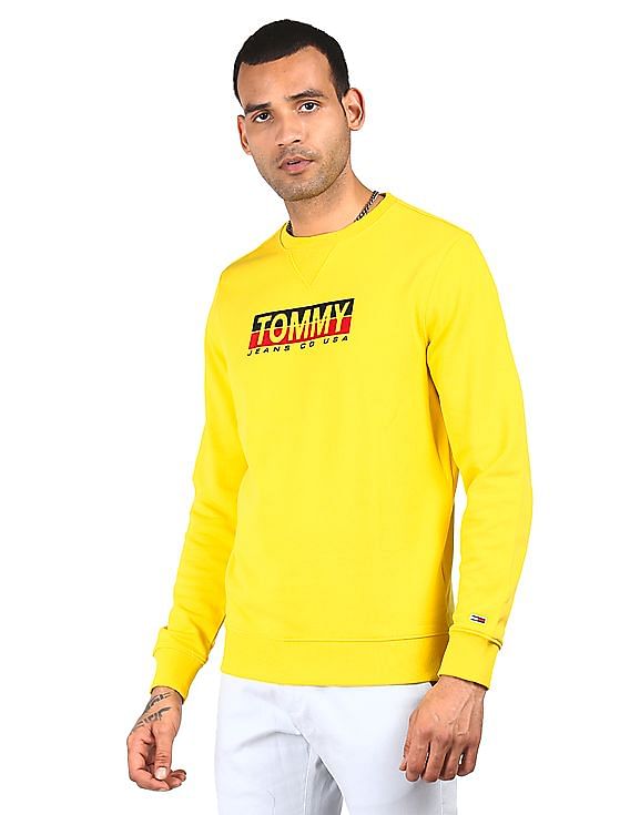 Buy Tommy Hilfiger Men Yellow Crew Neck Logo Sweatshirt NNNOW