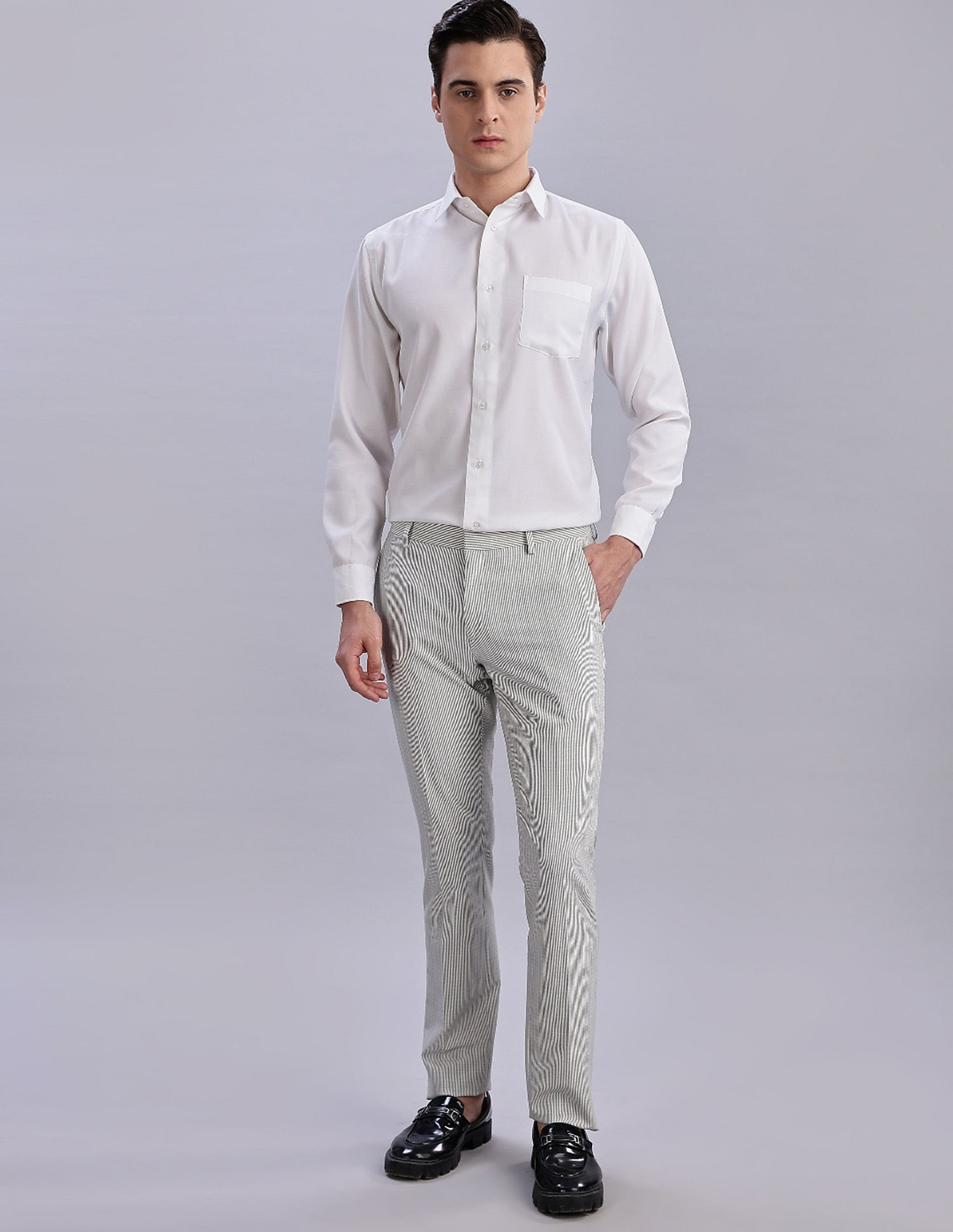 Tommy Hilfiger Regular-Fit Striped Mid Rise Trousers