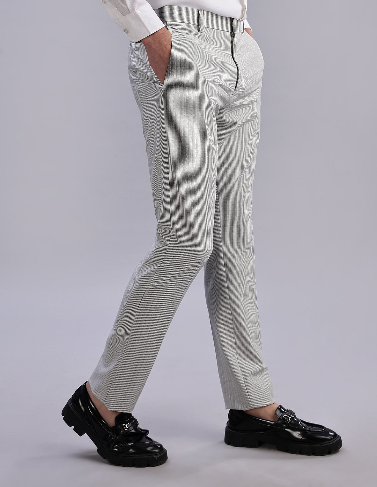 Tommy Hilfiger Regular-Fit Striped Mid Rise Trousers