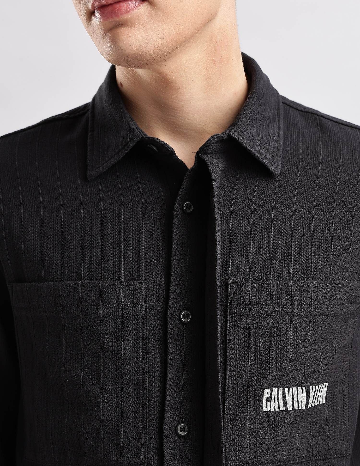 Calvin Klein Jeans Vertical Stripes Regular Fit Dobby Woven Shirt