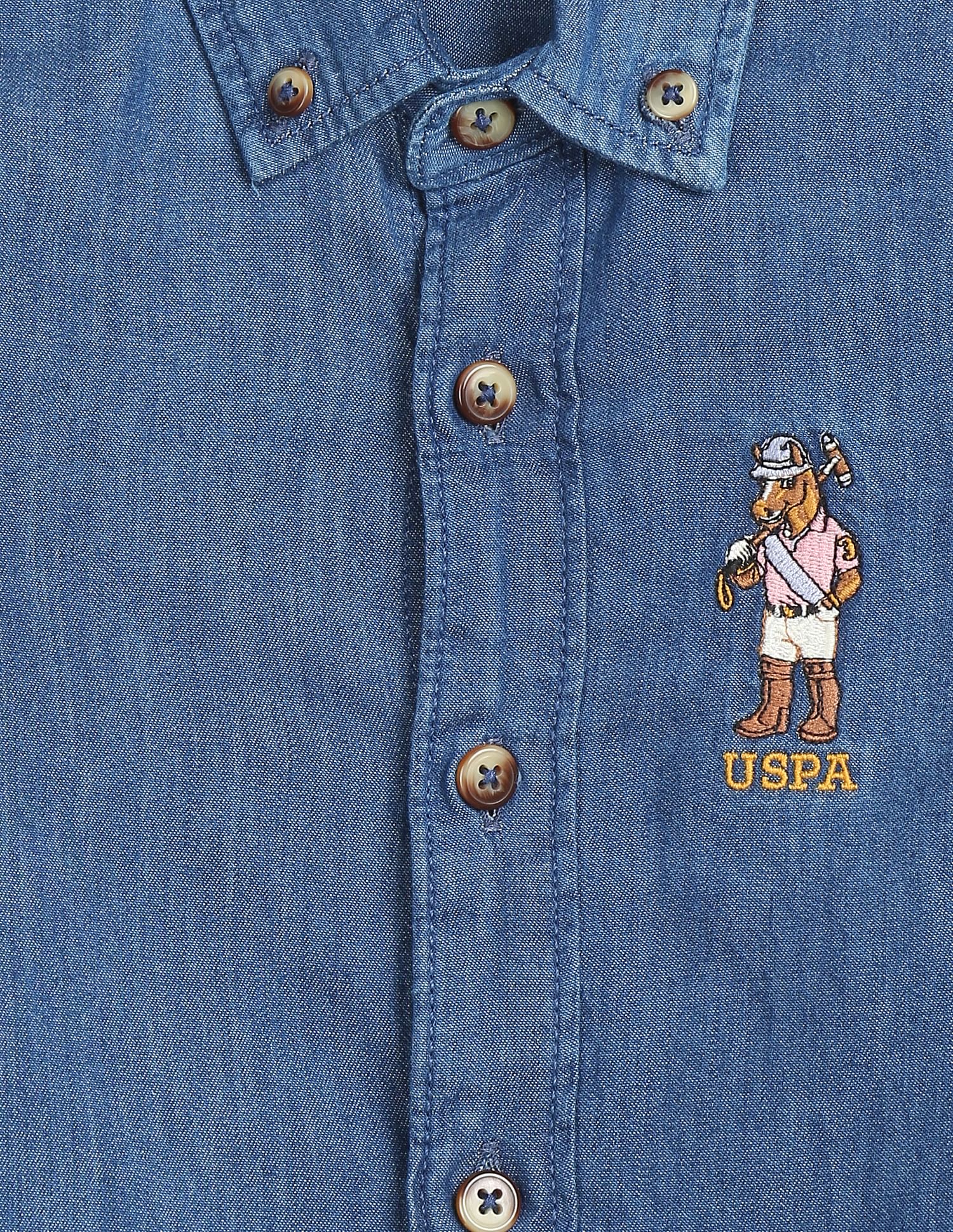 U.S. Polo Assn. Kids Boys Button Down Collar Denim Shirt