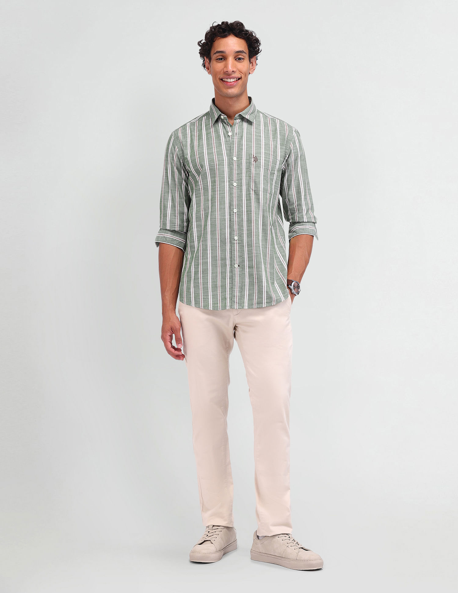 U.S. Polo Assn. Denim Co. Vertical Striped Slim Fit Shirt