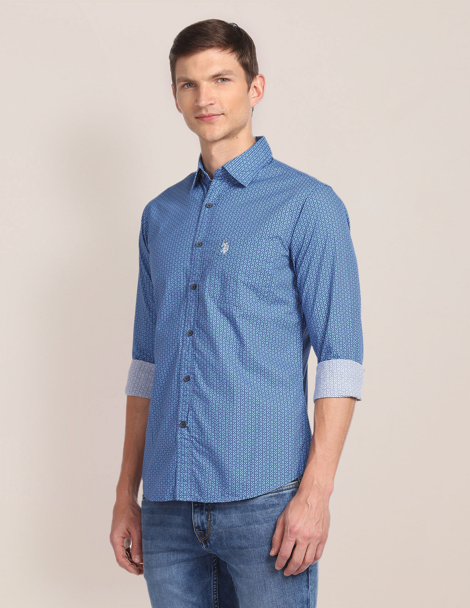 U.S. Polo Assn. Spread Collar Printed Casual Shirt