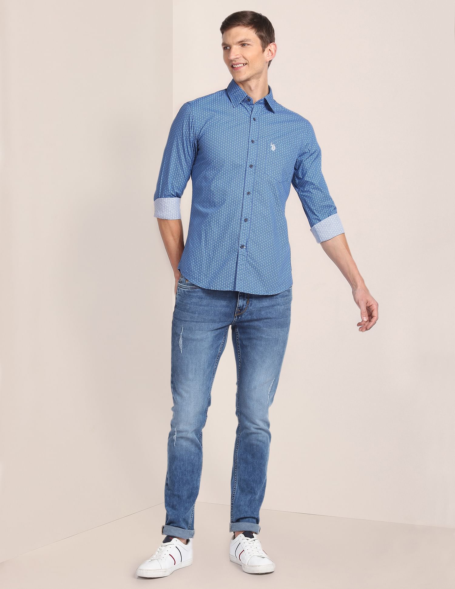 U.S. Polo Assn. Spread Collar Printed Casual Shirt
